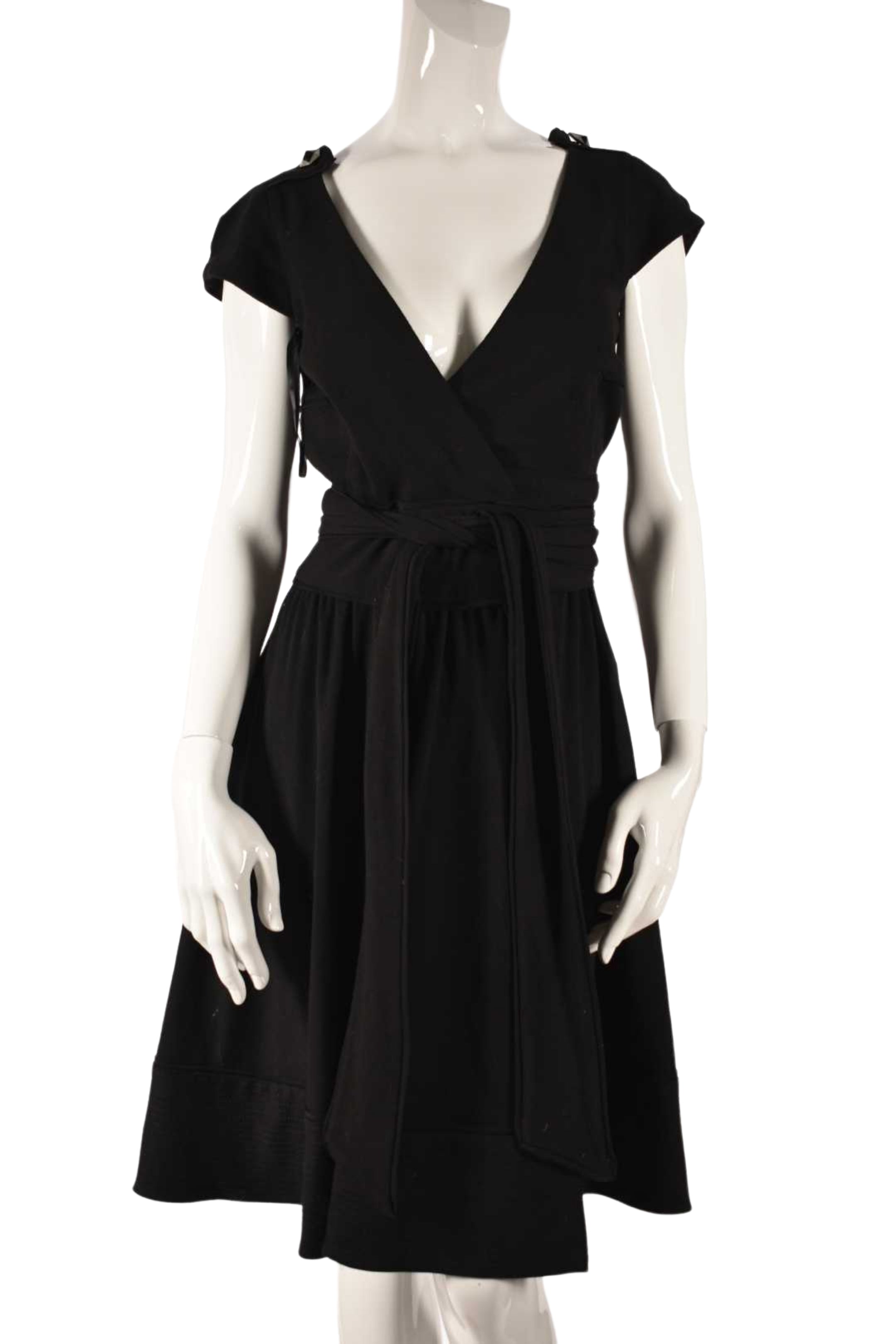 Iconic DIANE VON FURSTENBURG DVF Black Knit Wool Wrap Dress 4US