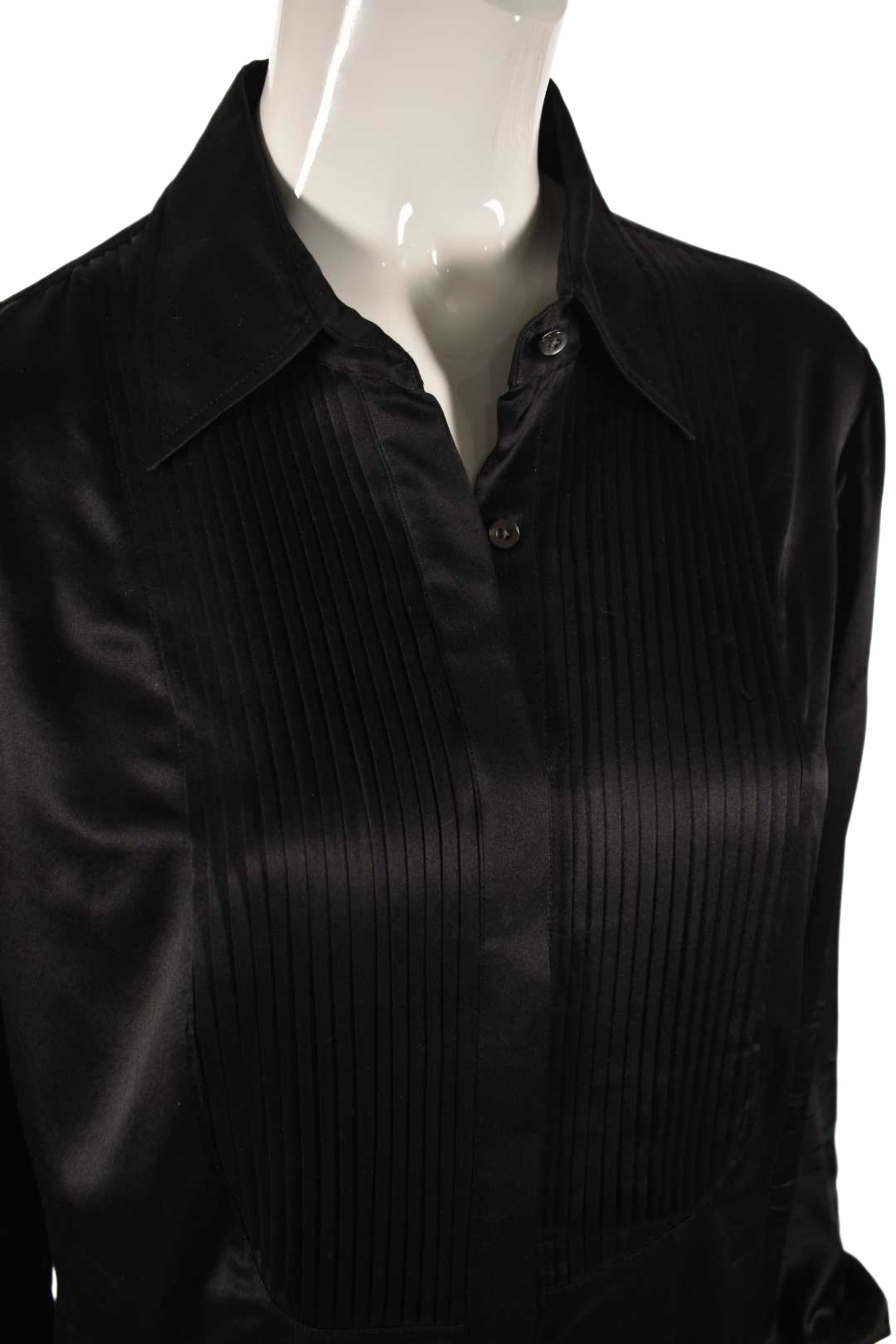 BROOKS BROTHERS Black Silk French Cuff Tuxedo Shirt 14US