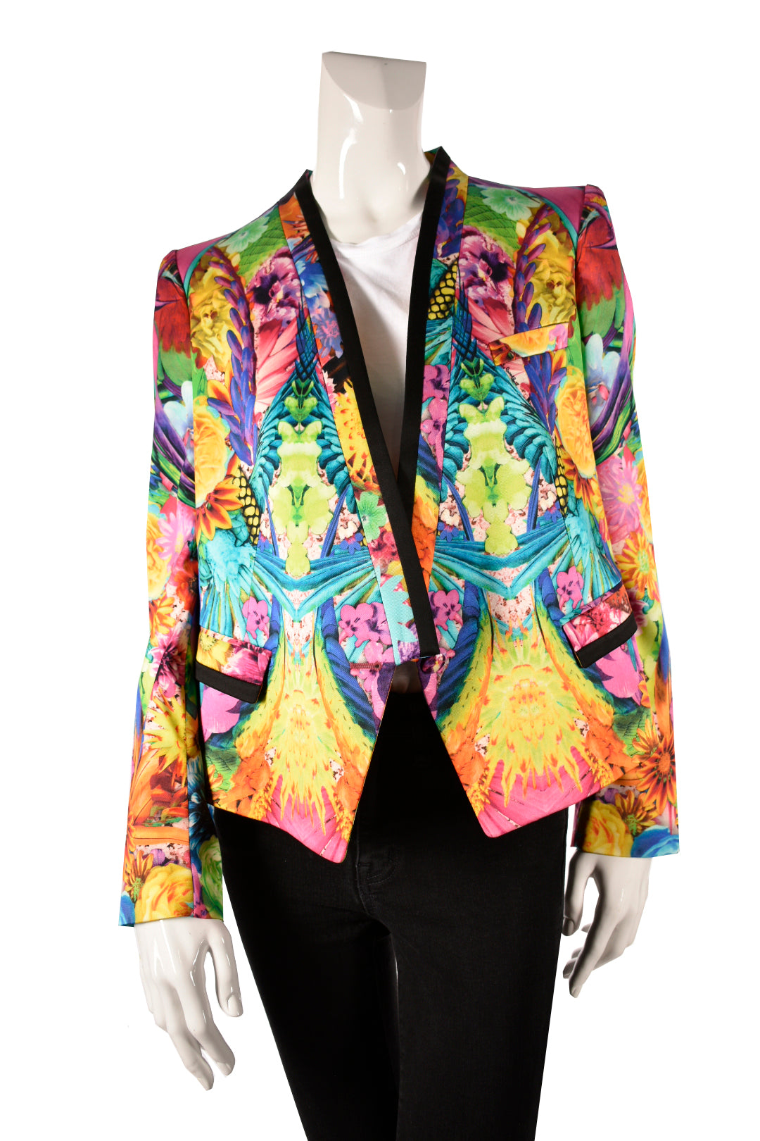 Roberto Cavalli SS12 Runway Kaleidoscope Silk Floral Blazer 44IT 8US