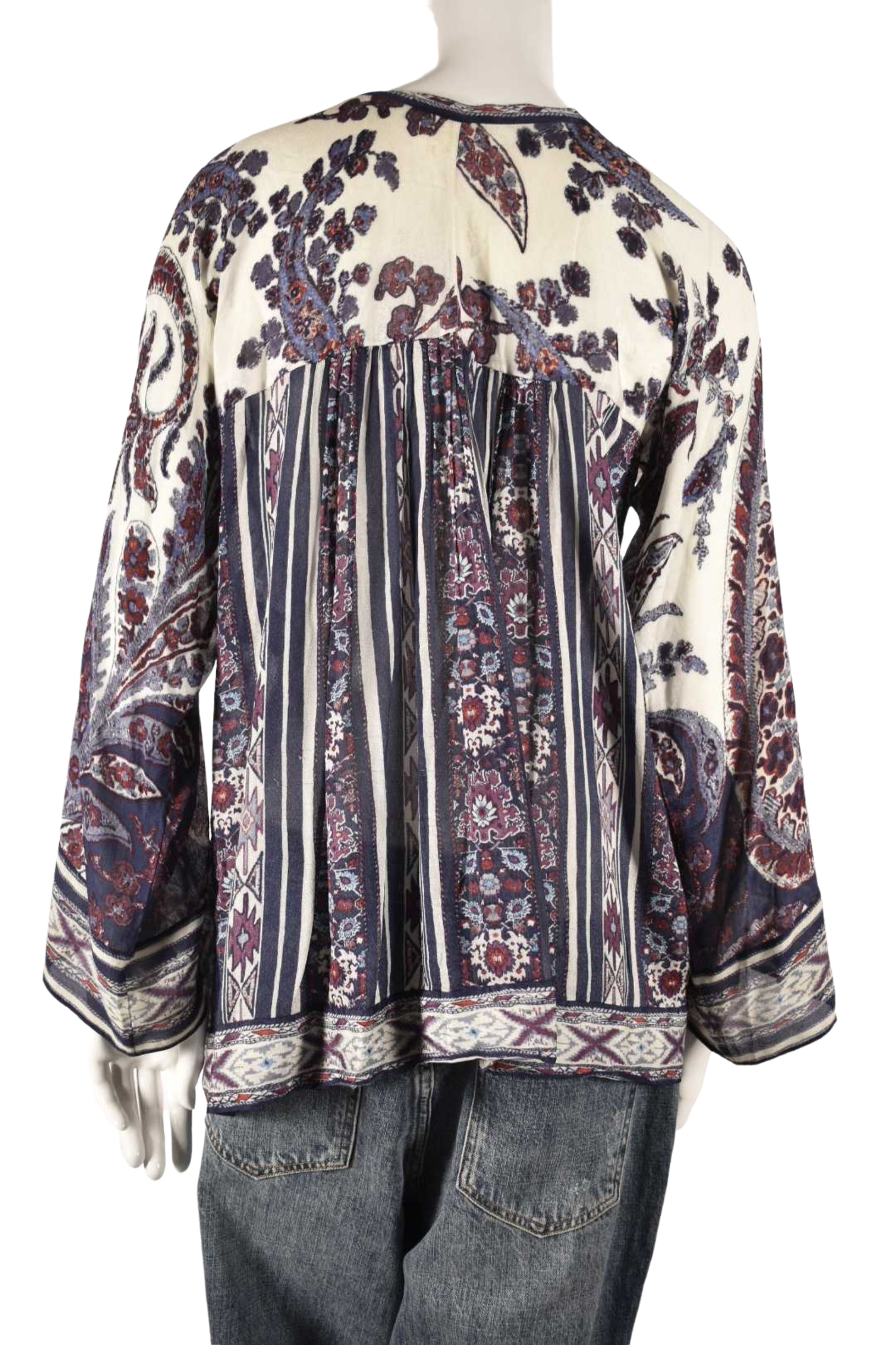 ISABEL MARANT ETOILE Purple Paisley Boho Festival Top 2US