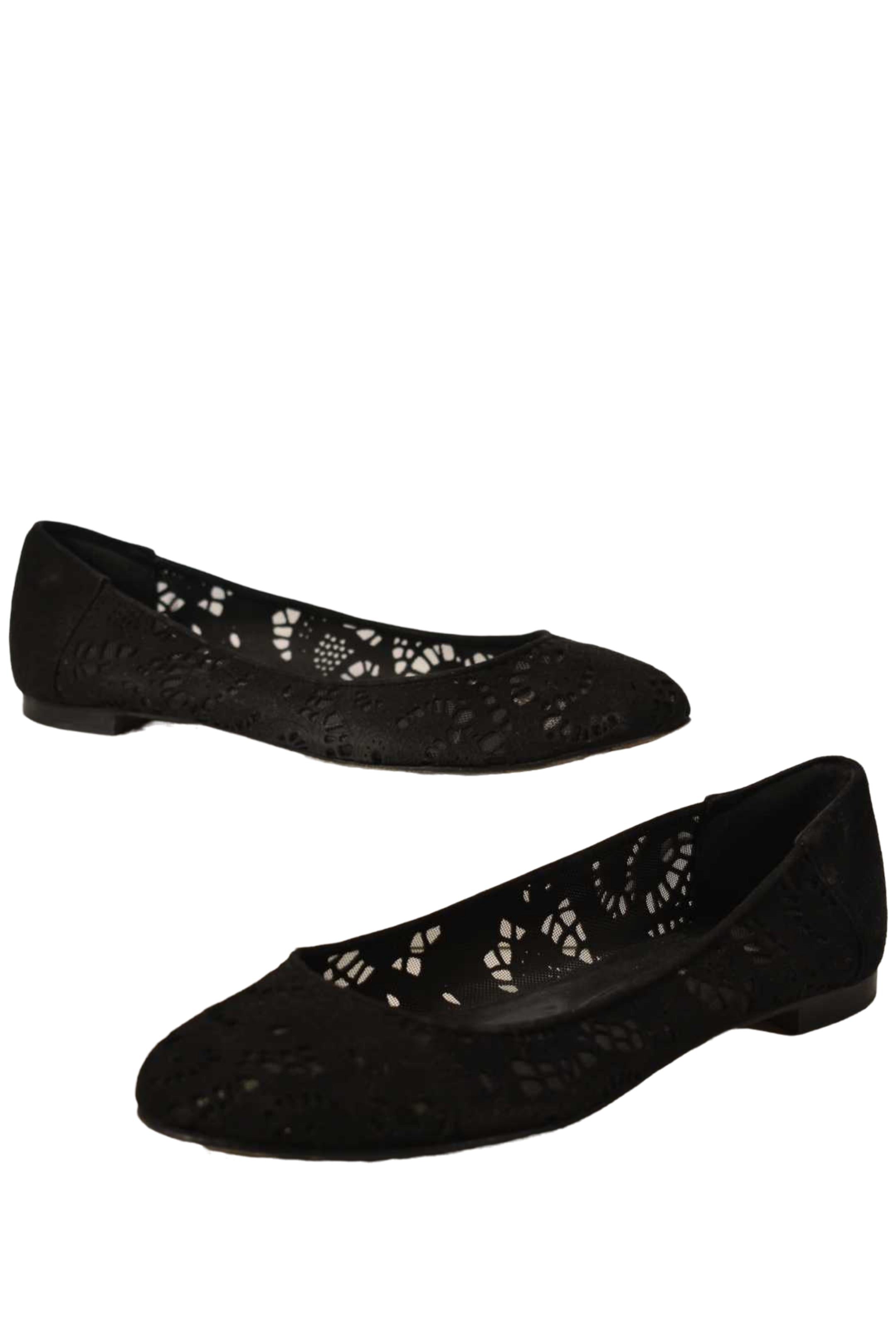 MANOLO BLAHNIK Black Lace Suede Cutout Floral Round Toe Flats 37.5EU 7.5US Italy