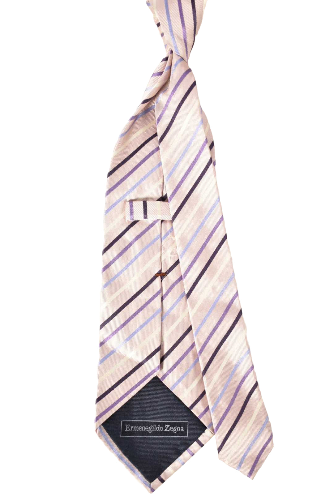 Ermenegildo Zegna Lavender Purple Stripe Silk Tie Italy