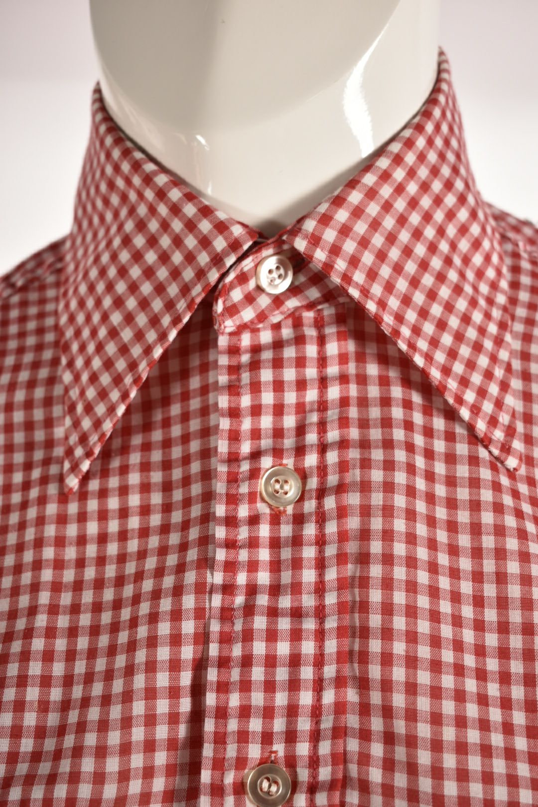 1970s LEVI'S Red Cotton Blend Gingham Western Tablecloth Picnic Shirt Small USA