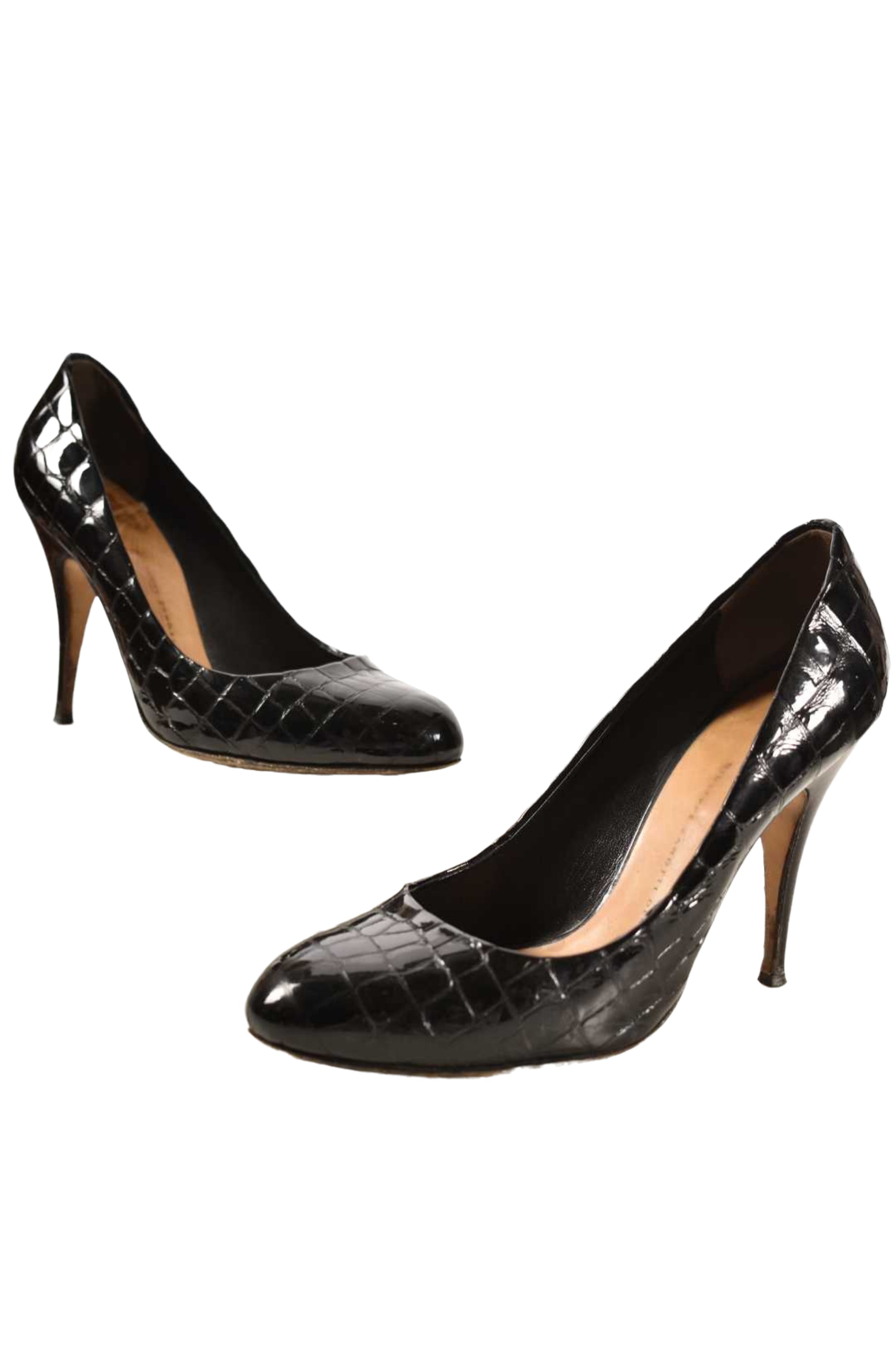 GIUSEPPI ZANOTTI Black Crocodile Embossed Leather Pumps 39EU 9US