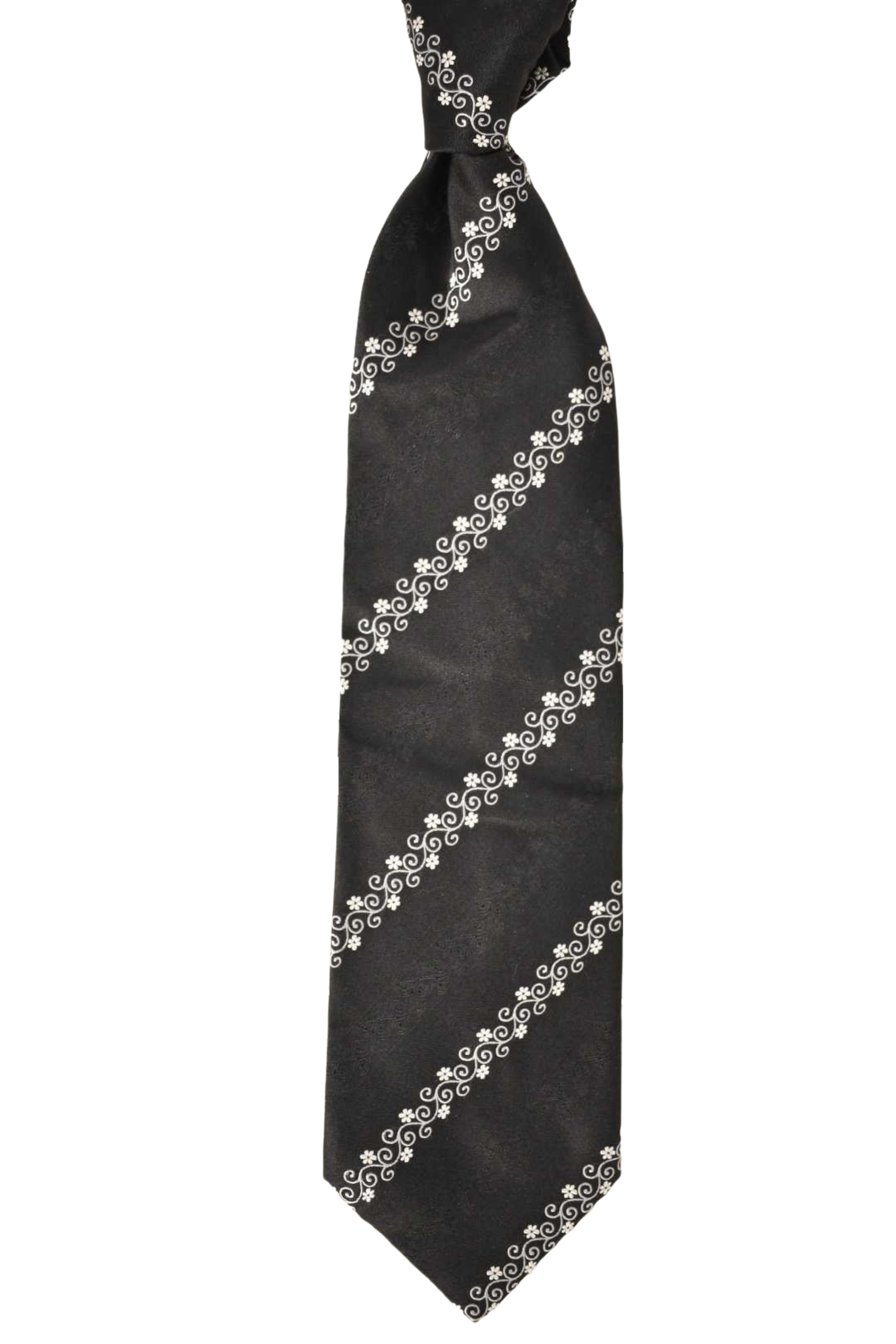 Italo Ferretti Black & White Formal Mafiacore Silk Tie Italy