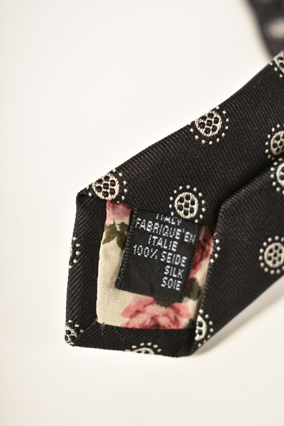 PAUL SMITH Black Silk Twill Floral Slim Tie Italy