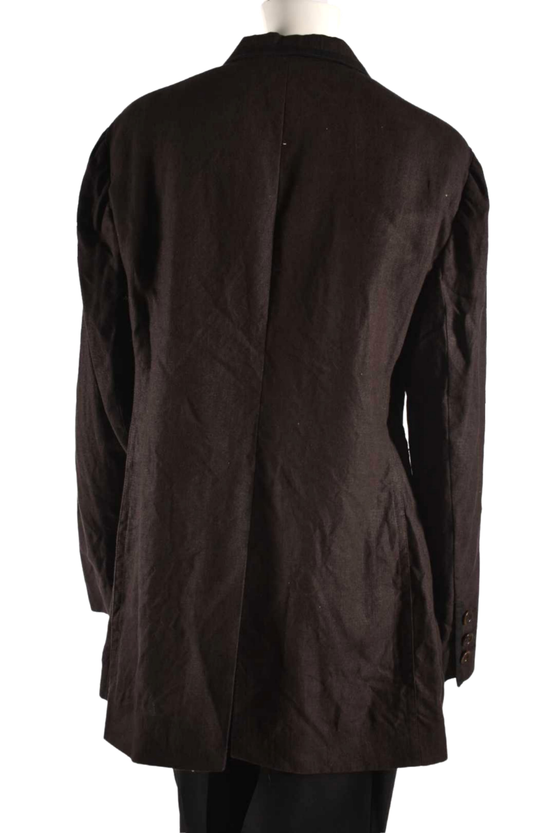 1990s SONIA RYKIEL Burgundy Unlined Linen Piped Blazer 44EU Large