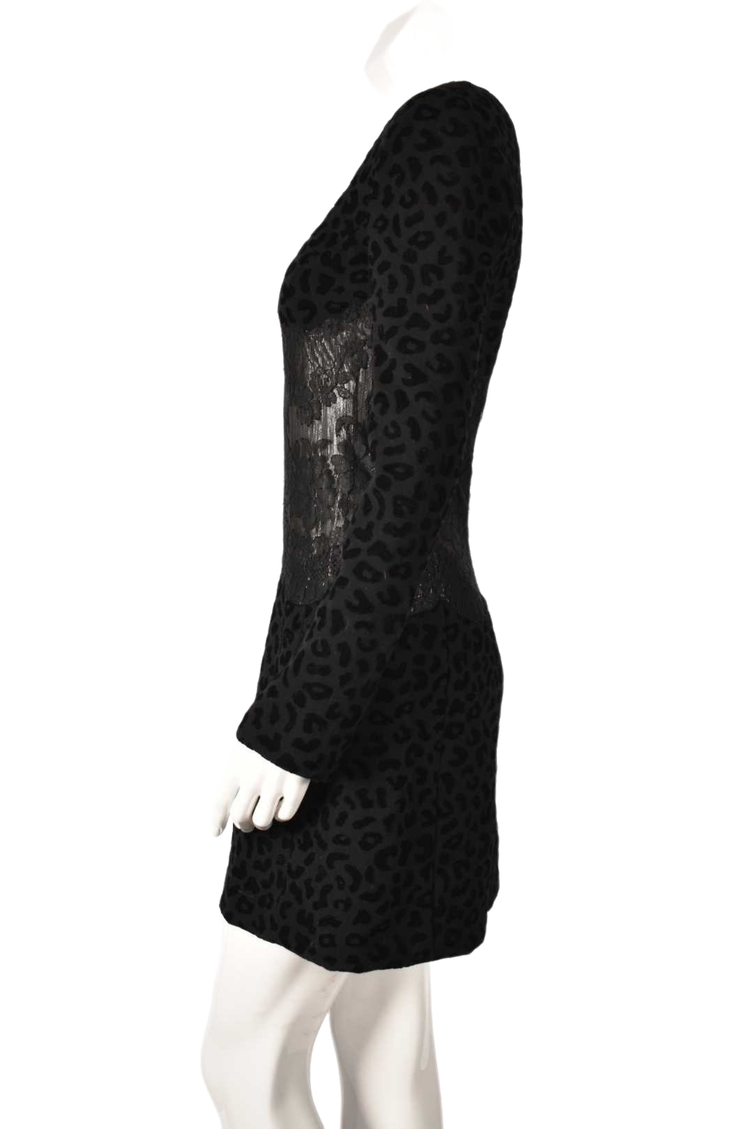 FW1994 ISTANTE Versace Black Velvet & Lace Cheetah Dress 4US Italy