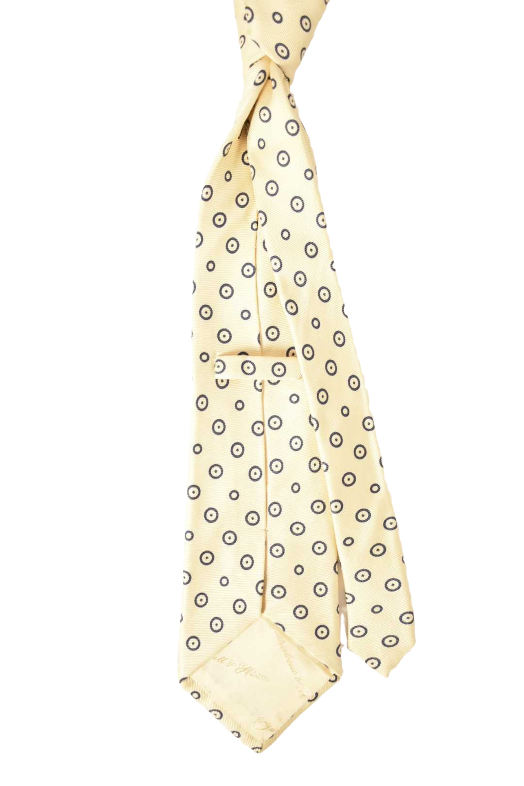 TURNBULL & ASSER Yellow Polka Dot Bullseye Silk Tie England