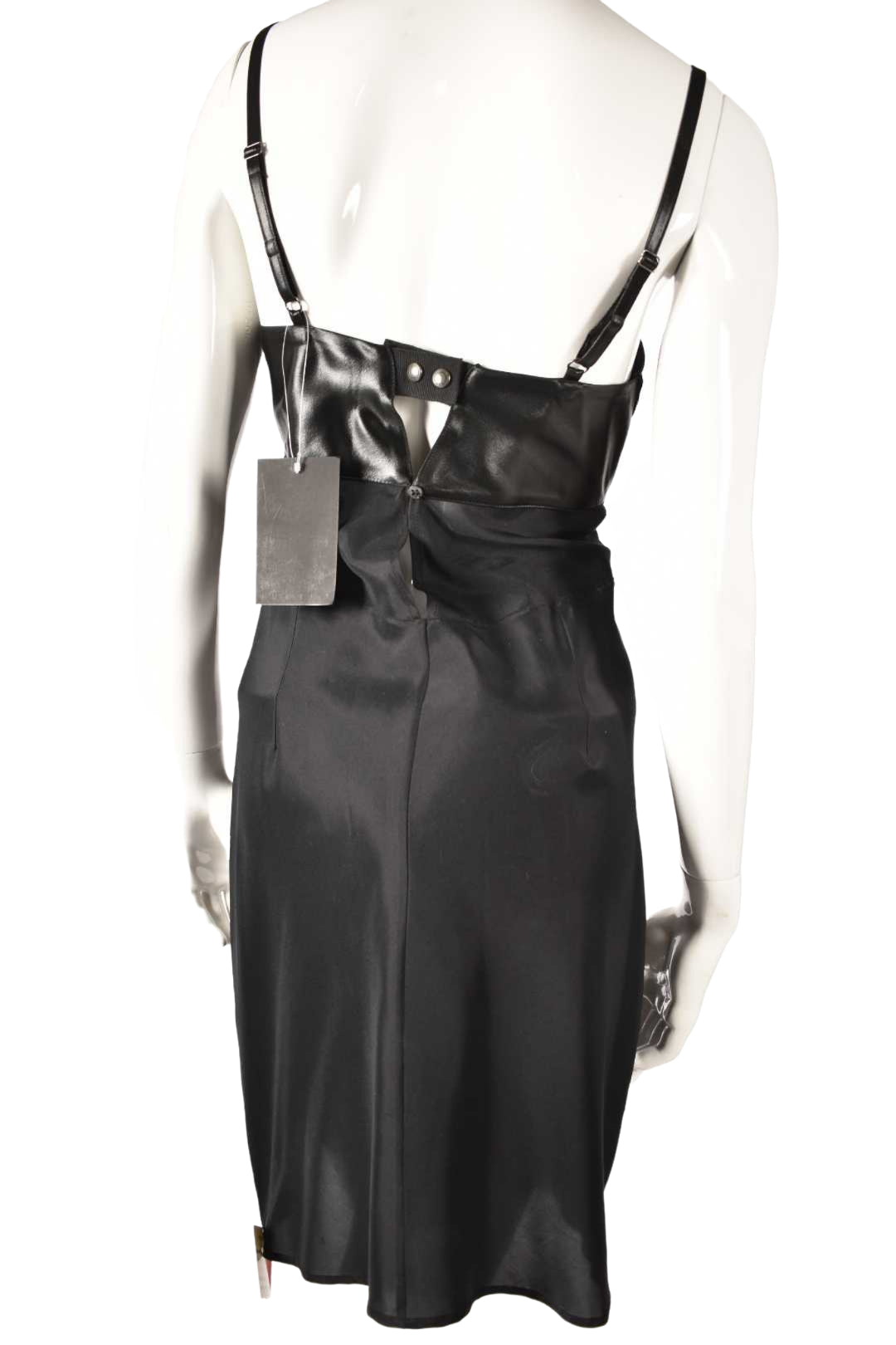 NWT FW14 BELSTAFF Black Satin Poly Bustier Mini Cocktail Dress 40EU Small Italy