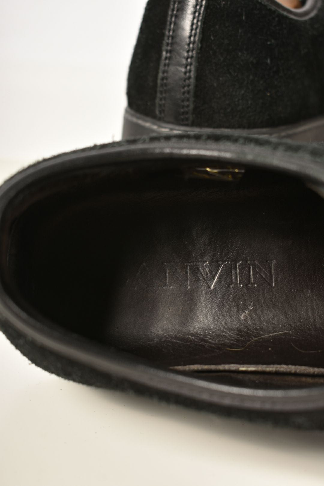 LANVIN Black Suede Calfskin DBB1 Captoe Sneaker 9US Italy