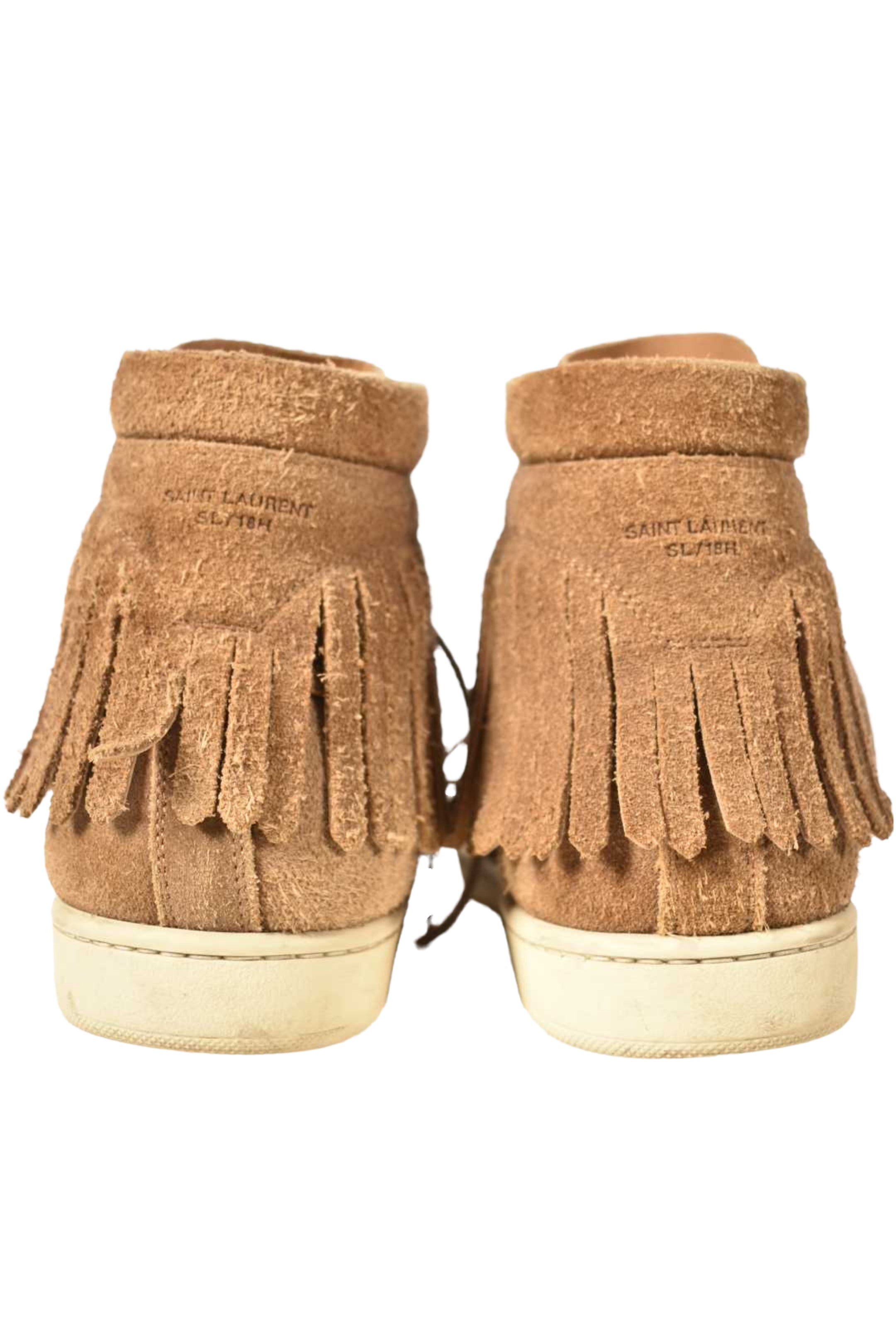 SAINT LAURENT Tan Suede Fringe Court Classic SL/18H High Top Sneaker 9US Italy