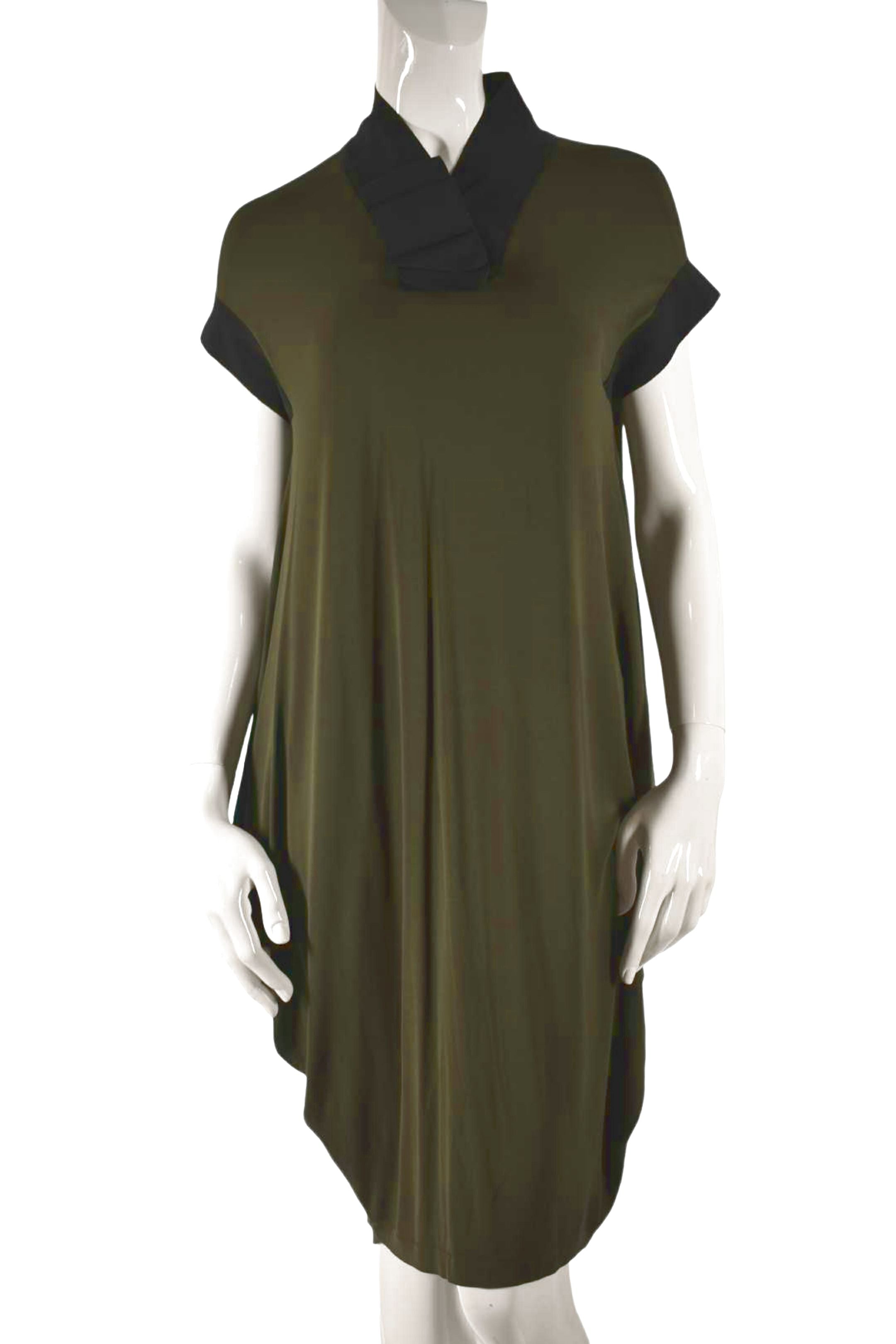 MARIE SAINT PIERRE Green Asymmetrical Tunic Stretch Dress Medium Canada