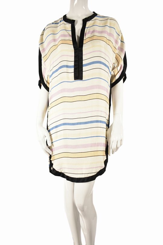 Isabel Marant Multi-Color Stripe Silk Tunic Dresss