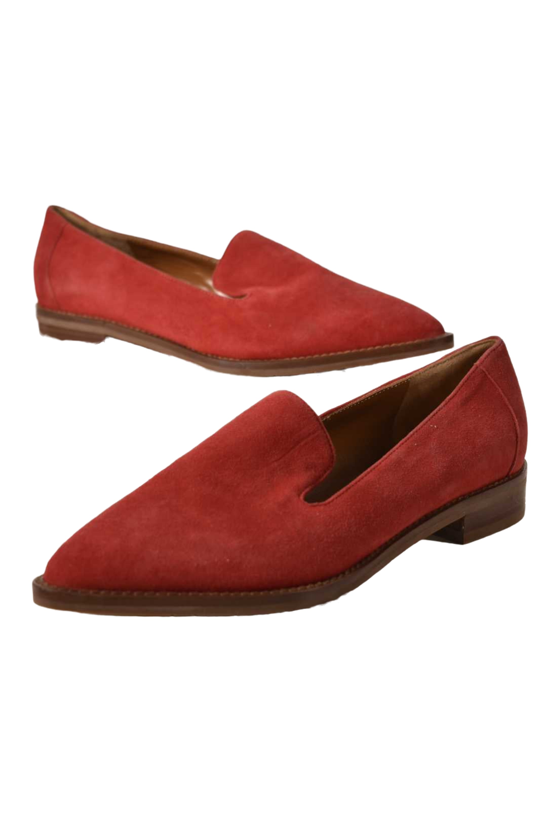 NWOB AQUATALIA Red Chilli Suede Pointed Toe Loafers 37.5EU 7.5US Italy