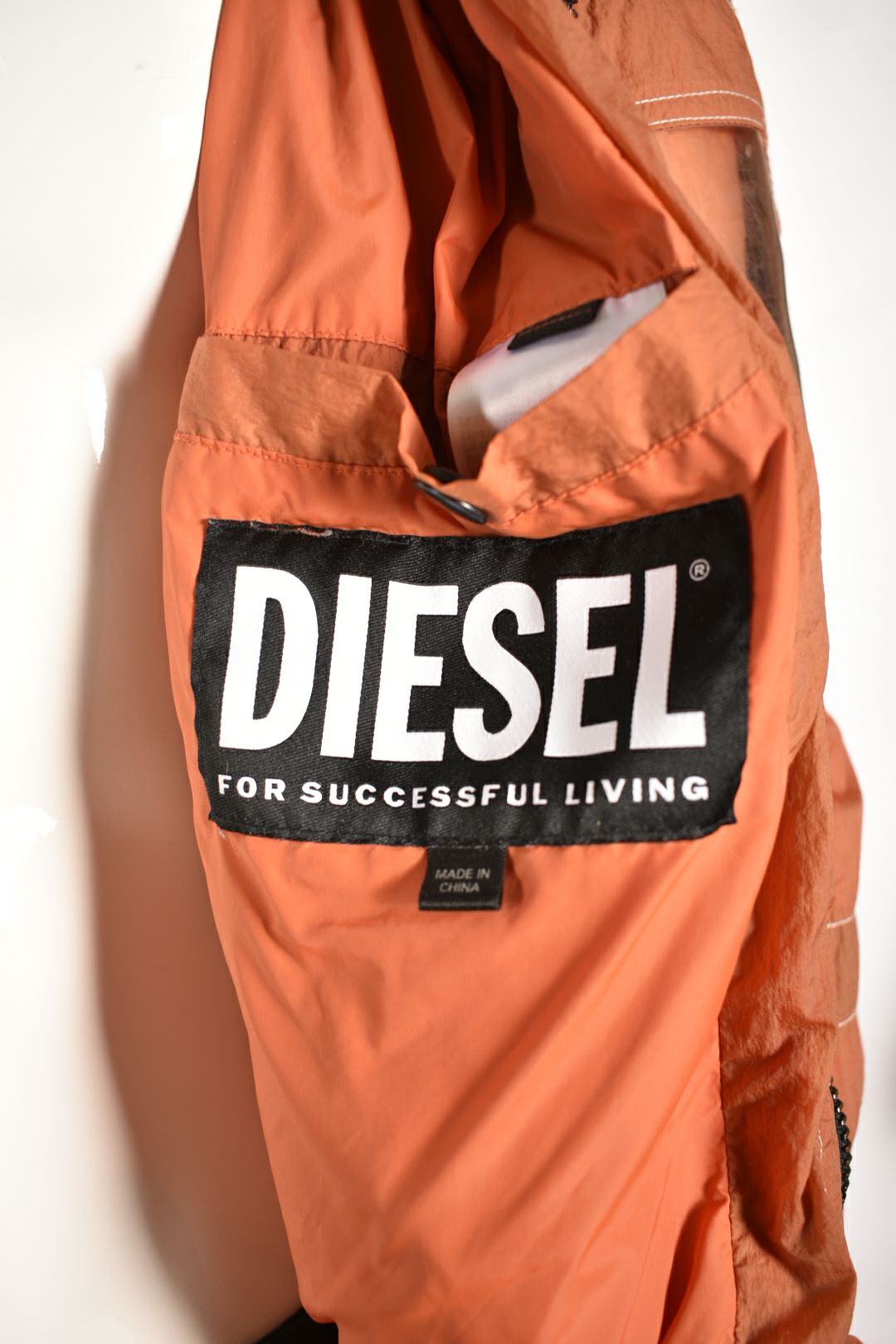 SS21 DIESEL Orange Nylon Parachute Drawstring Bomber Jacket Windbreaker Medium