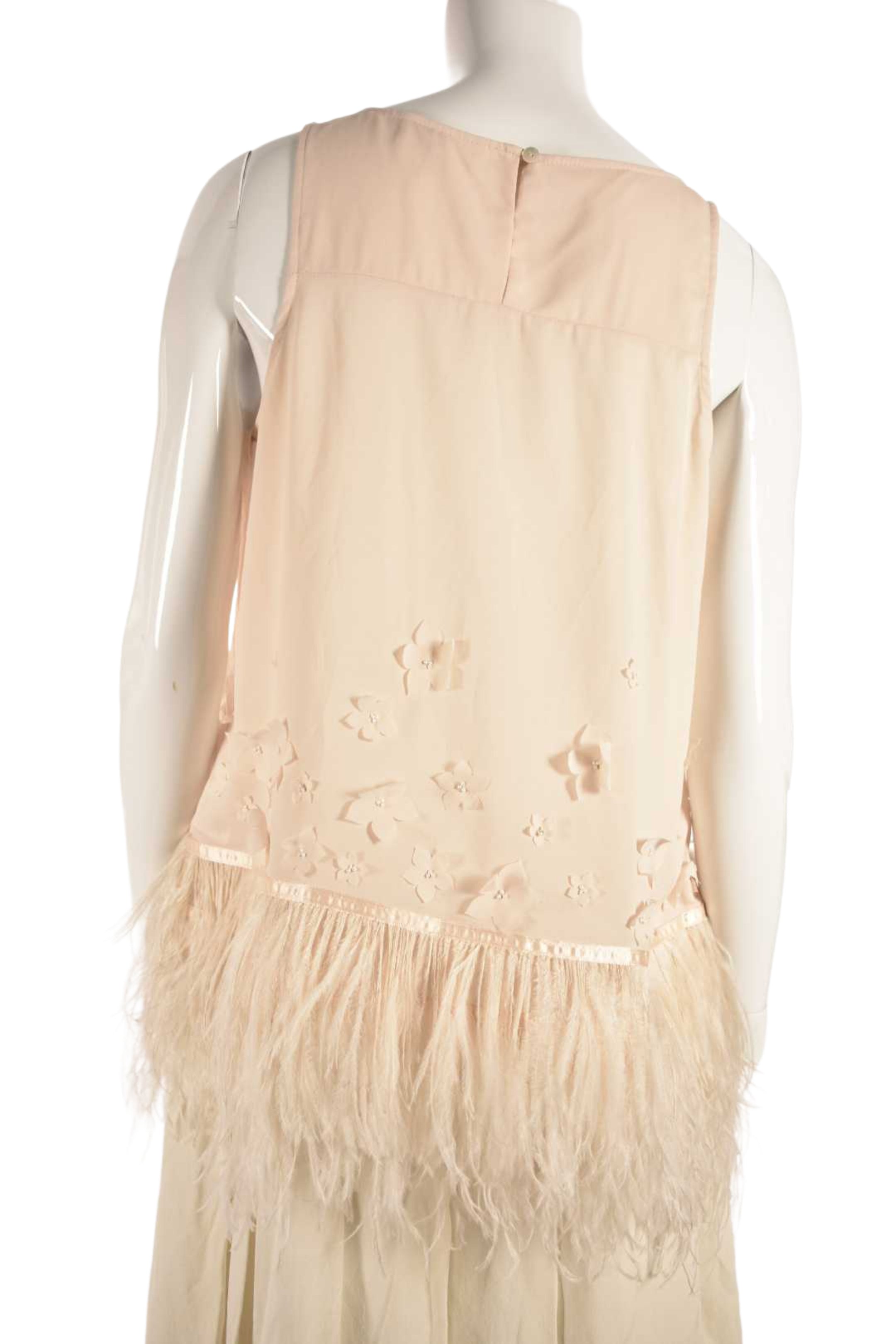 MOULINETTE SOEURS Blush Pink Gatsby Floral Feather Sleeveless Top M