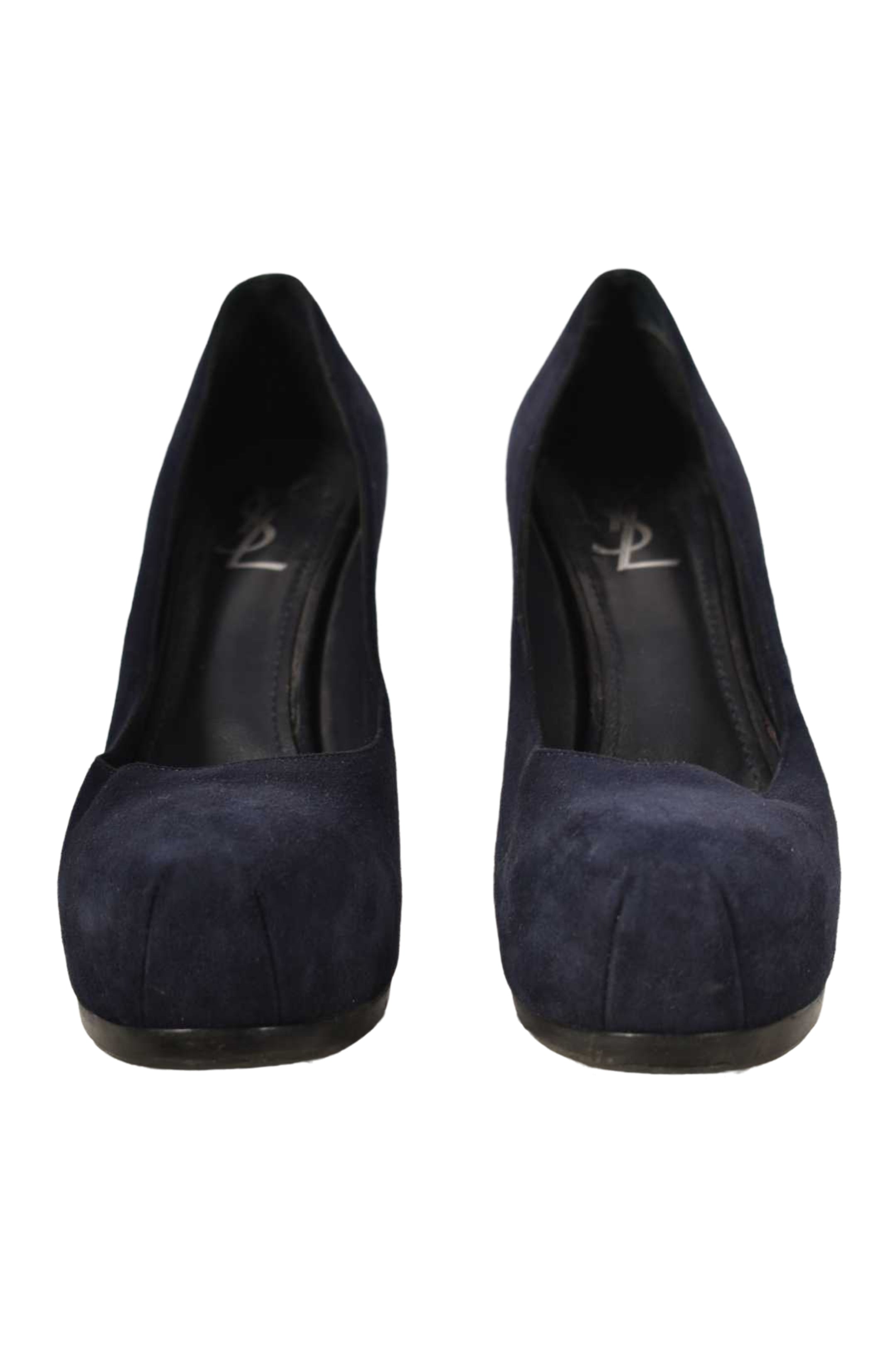 2000s YVES SAINT LAURENT Navy Suede Platform Stiletto Pumps 41EU 11US Italy