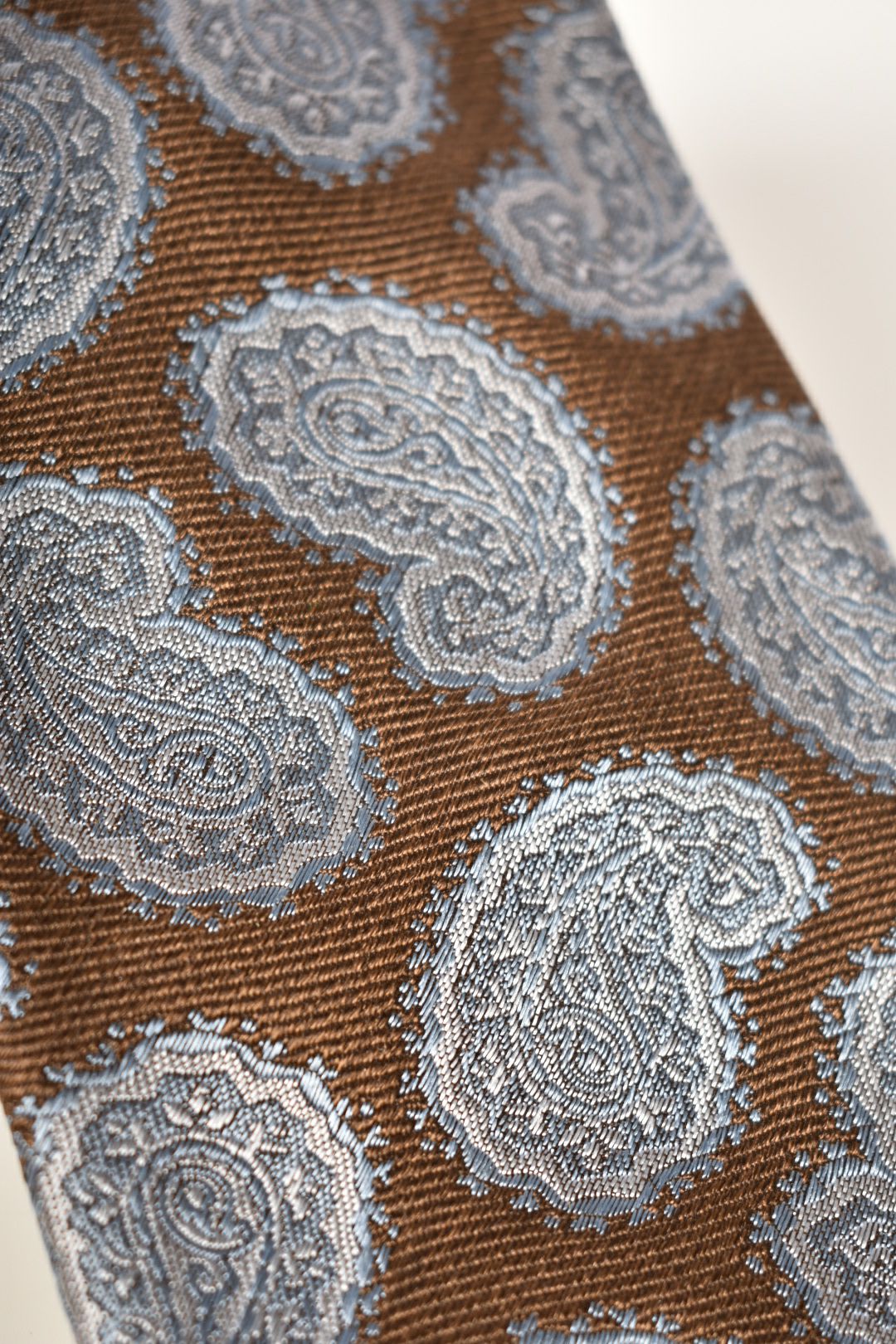 ERMENEGILDO ZEGNA COUTURE Brown Blue Paisley Silk Twill Tie Italy