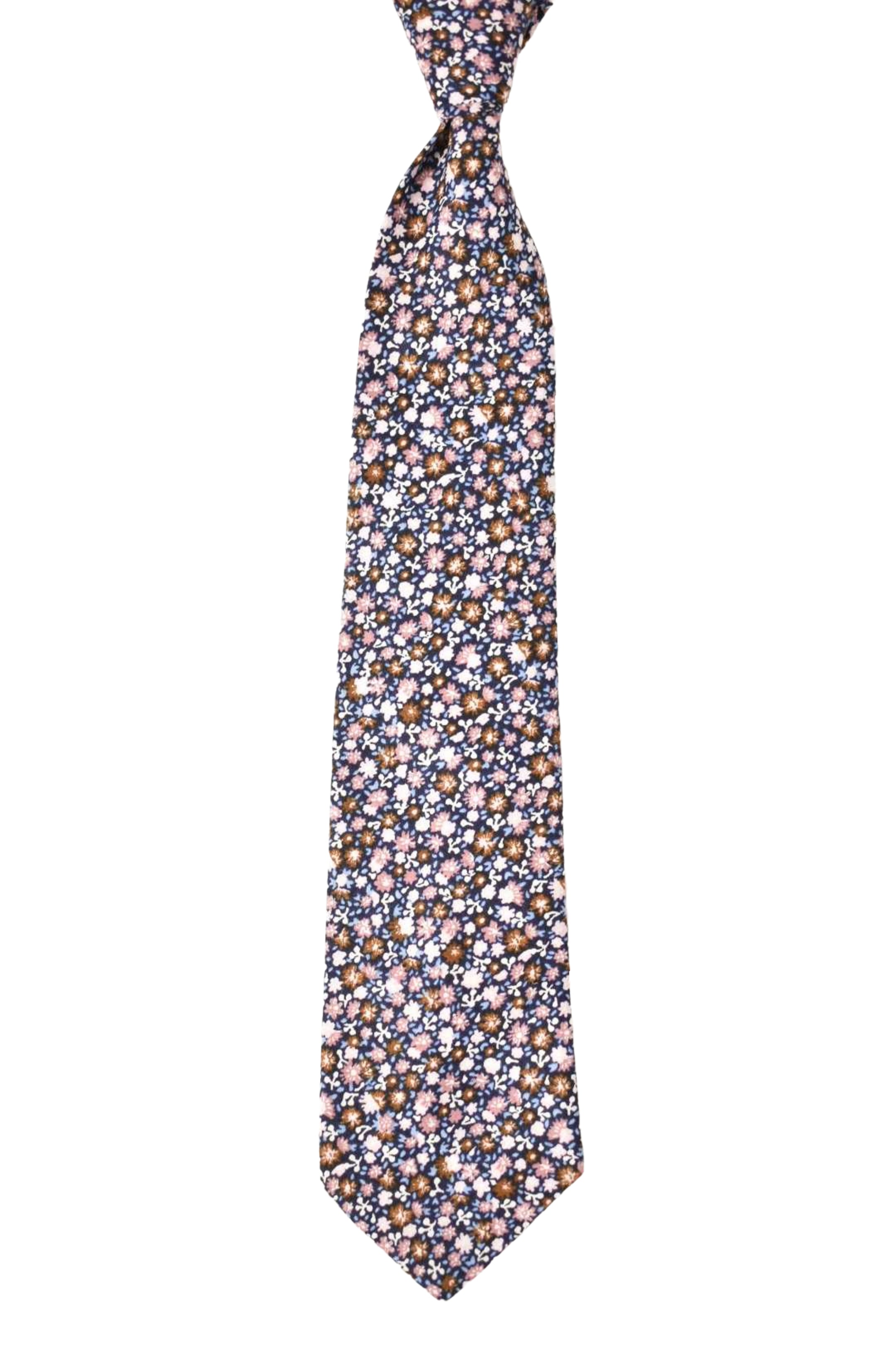 PAUL SMITH Blue Pink Floral Cotton Summer Tie Italy