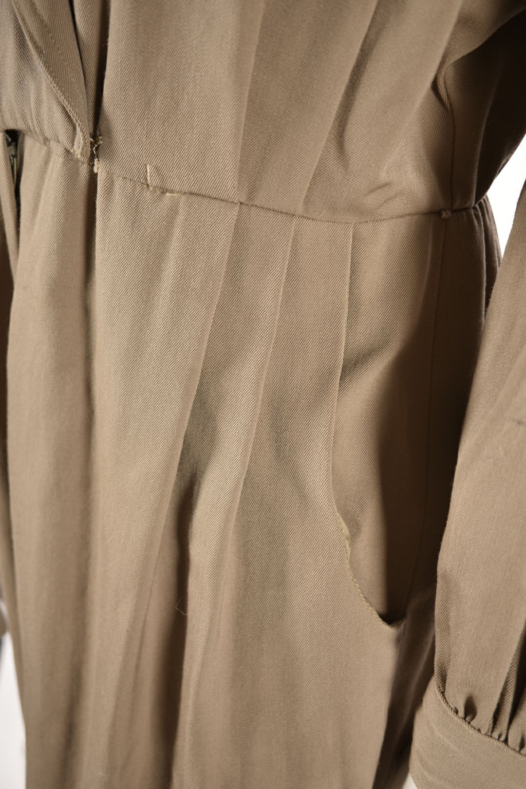 1980s BERGDORF GOODMAN Beige Tan Wool Mechanic Jumpsuit 12US USA