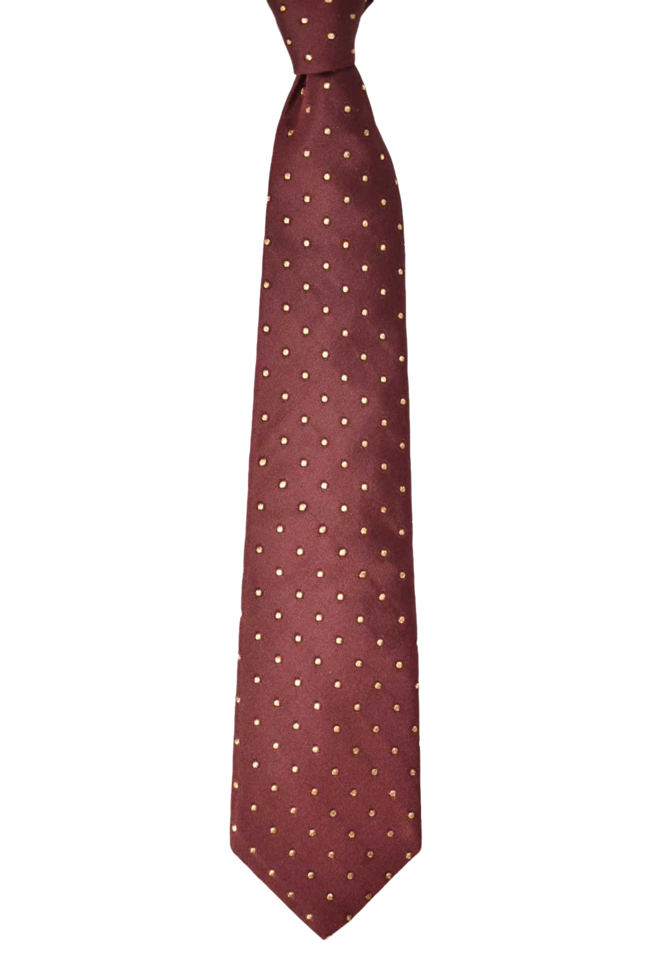 Exceptional 1970s SULKA Red Silk 18k Gold Lame Polka Dot Tie England