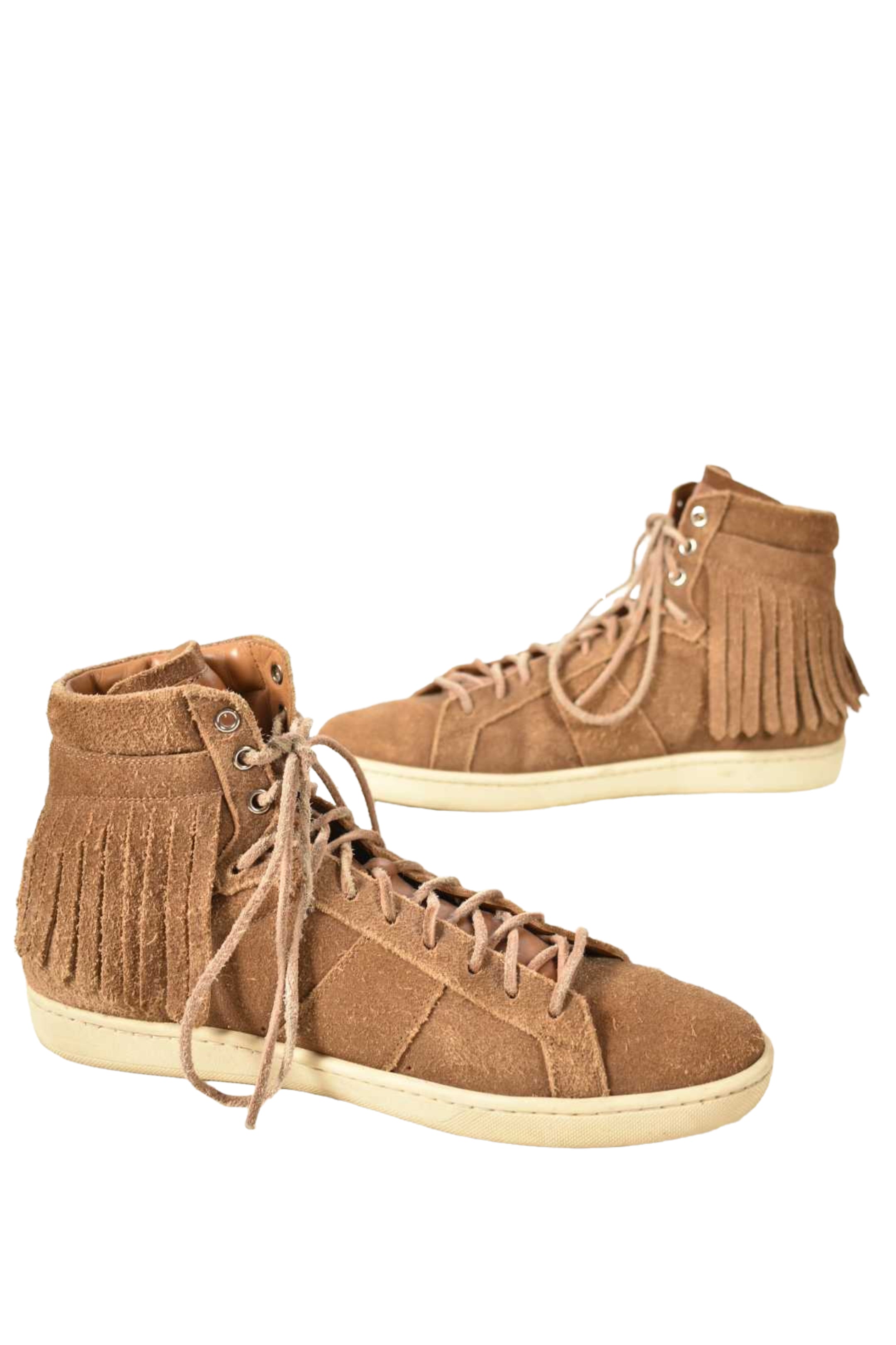 SAINT LAURENT Tan Suede Fringe Court Classic SL/18H High Top Sneaker 9US Italy