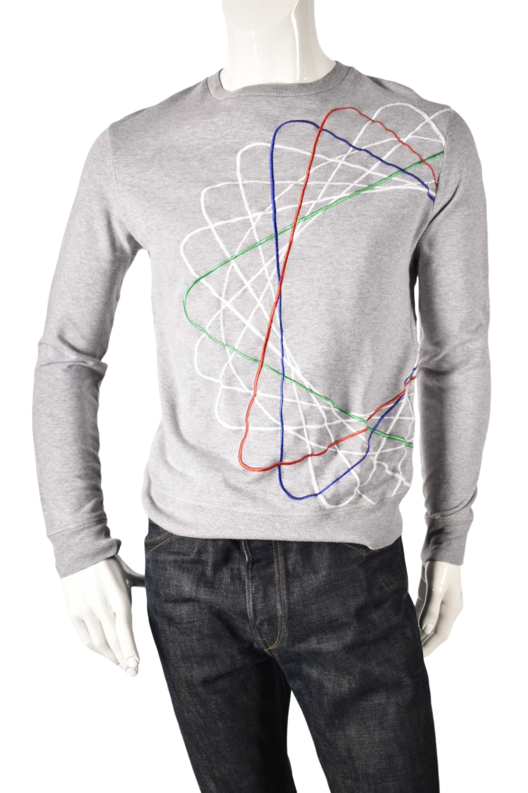 Carven Grey Multicolored Spirograph Wave Arc Sweatshirt Small