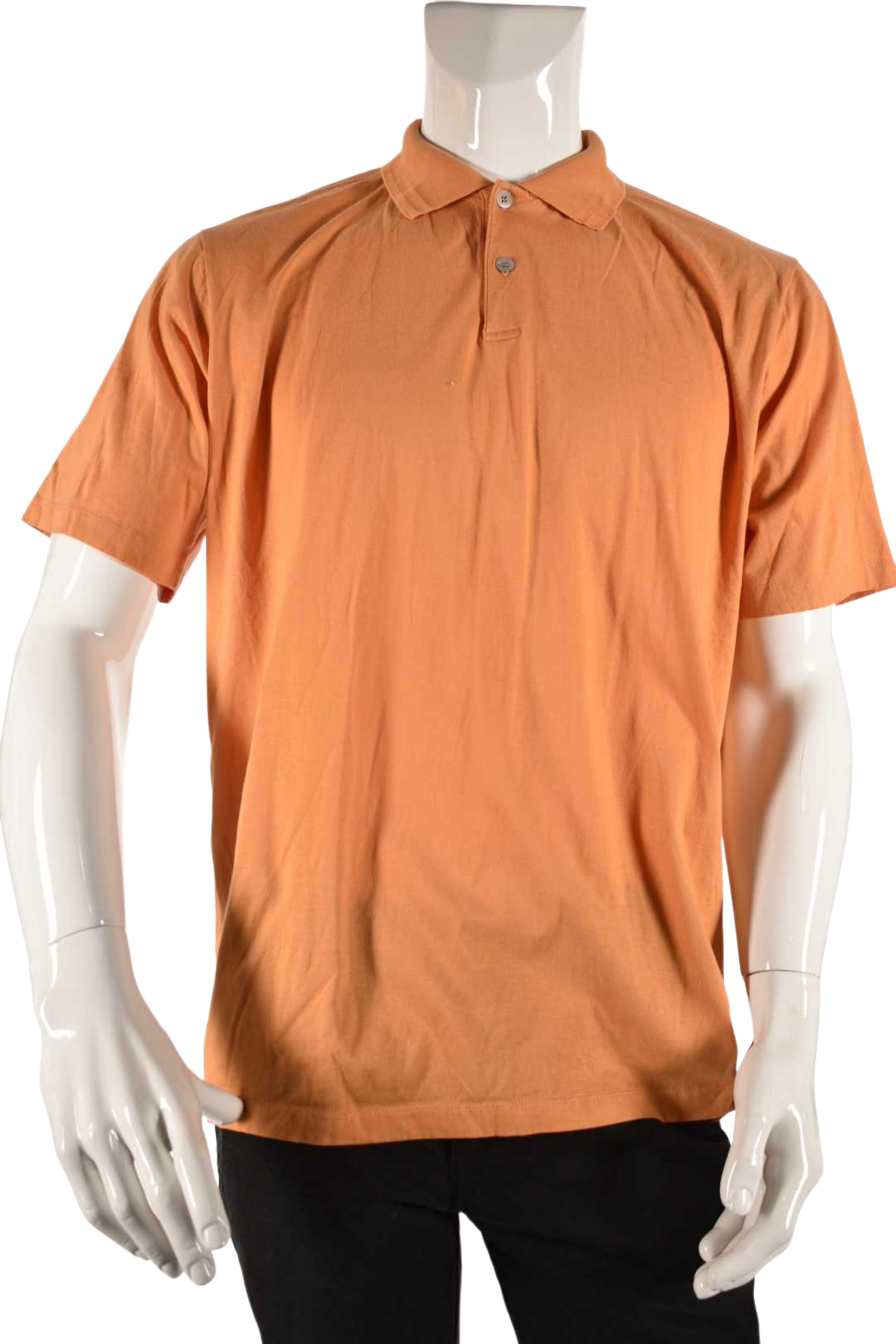 ERMENEGILDO ZEGNA Orange Smooth Cotton Ribbed Colar Polo Shirt XXL 56EU