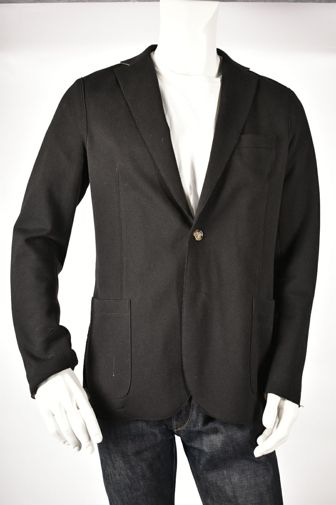 ELEVENTY Black Cotton Stretch Unlined Lightweight Knit Travel Blazer 42R Italy