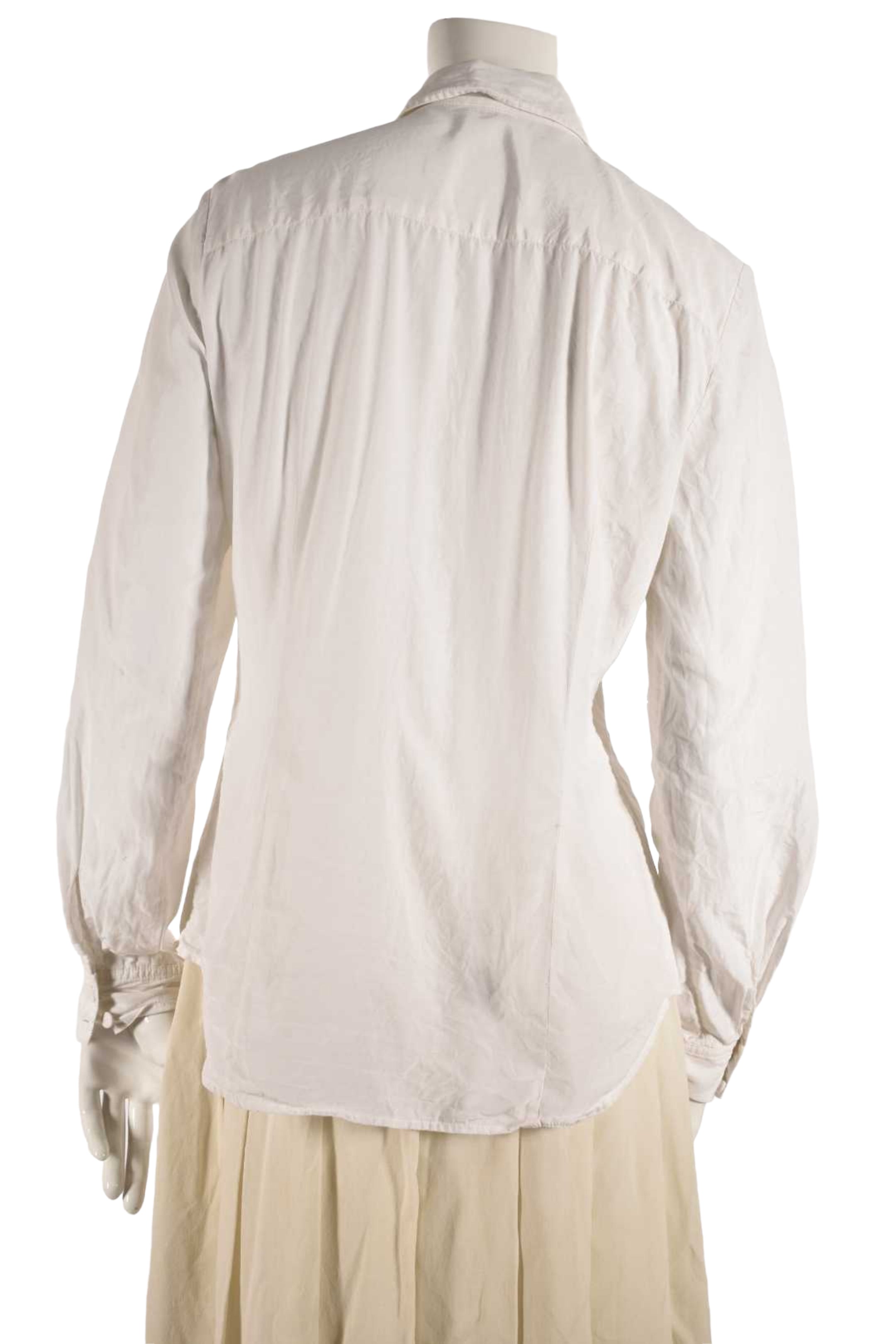 1990s ESCADA SPORT White Silk Cotton Floral Embroidered Victorian Blouse M