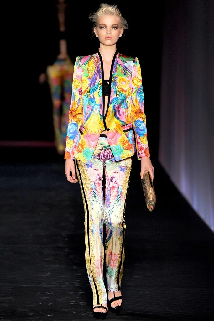 Roberto Cavalli SS12 Runway Kaleidoscope Silk Floral Blazer 44IT 8US