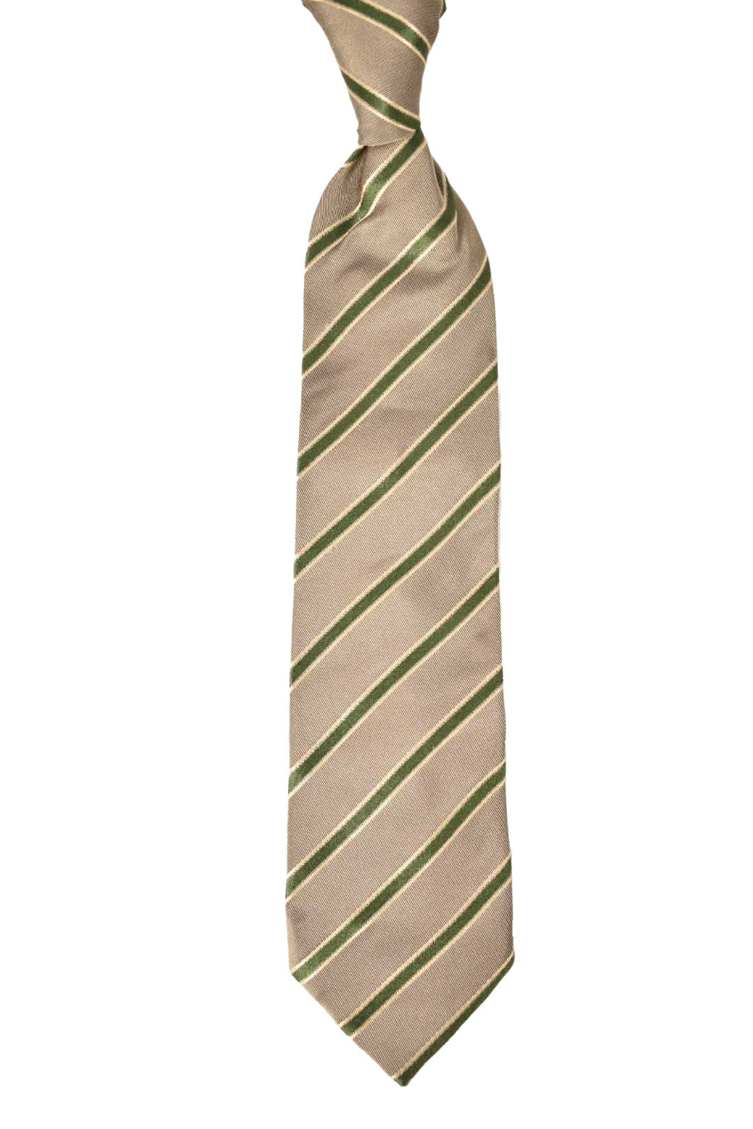 Ermenegildo Zegna Beige Green Striped Silk Tie Italy