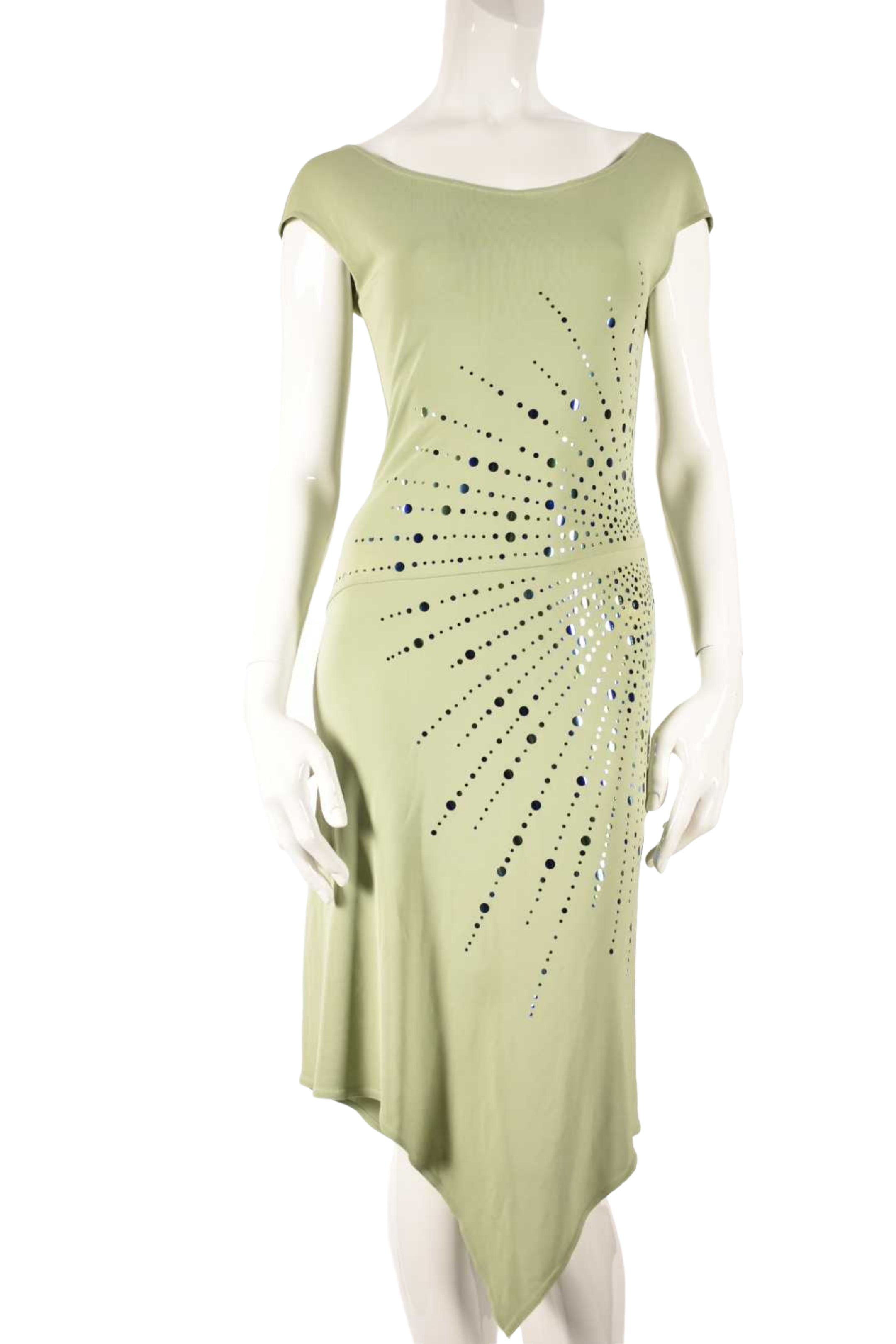 Spring 2001 LOLITA LEMPICKA Runway Light Green Mirror Asymetrical Dress 4 France