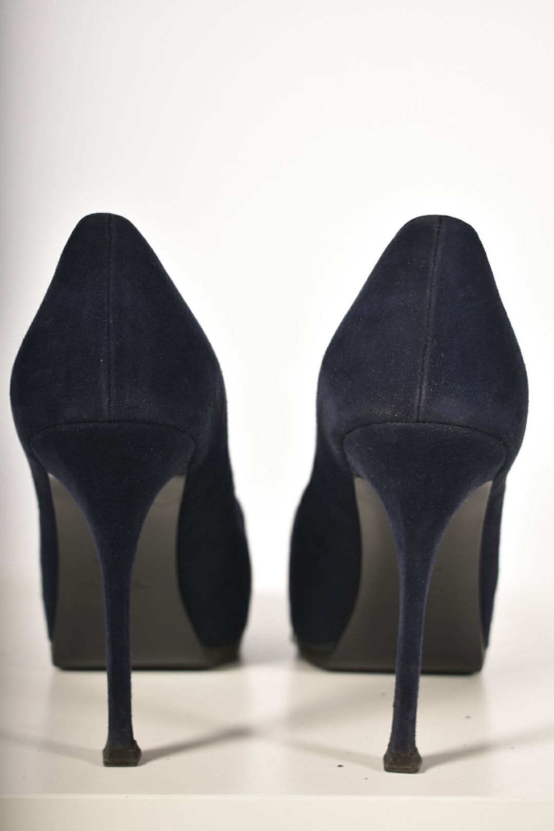 2000s YVES SAINT LAURENT Navy Suede Platform Stiletto Pumps 41EU 11US Italy