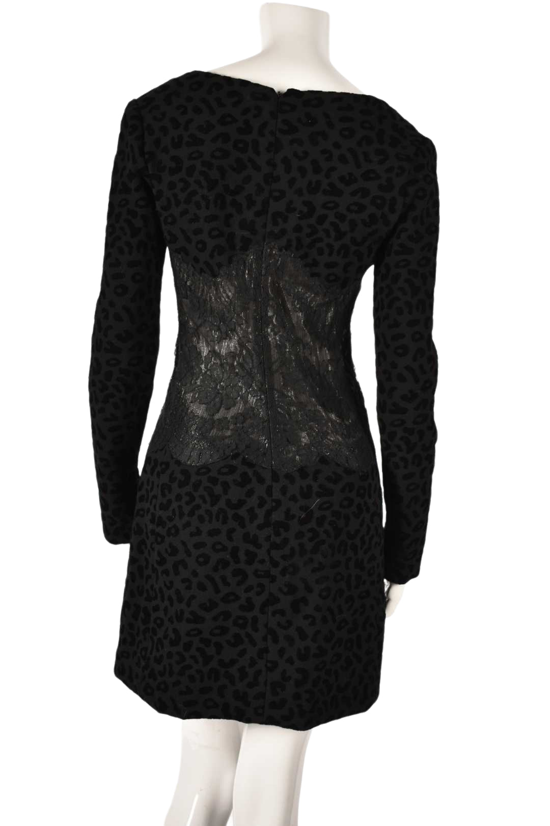 FW1994 ISTANTE Versace Black Velvet & Lace Cheetah Dress 4US Italy