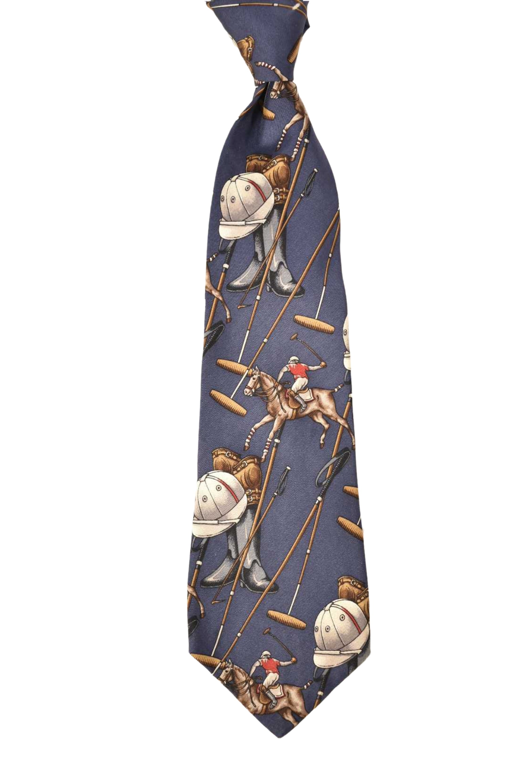 Stunning POLO RALPH LAUREN Navy Action Polo Players Scene Silk Tie USA