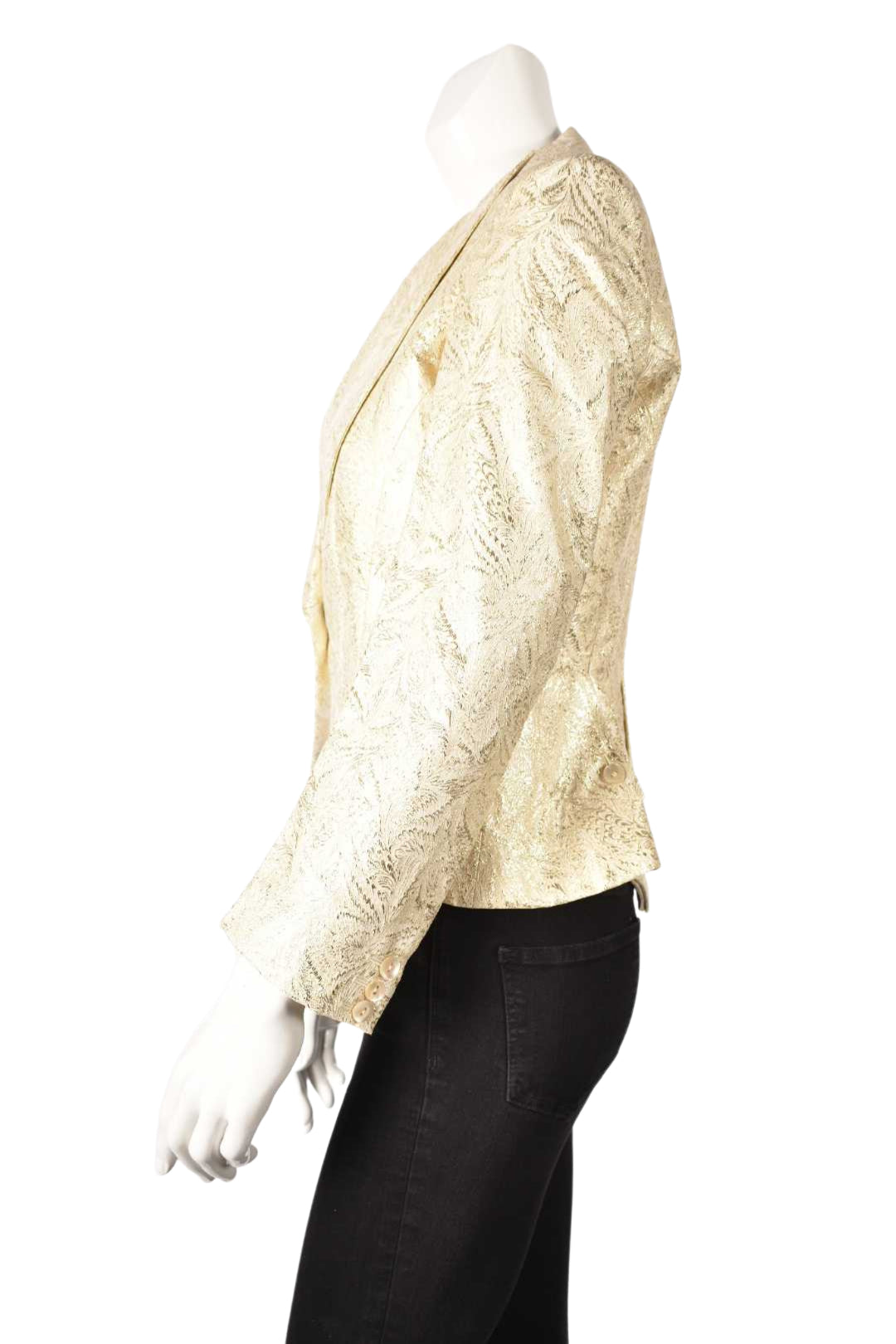 Luxe ANTONIO BERARDI Gold Ivory Sparkle Jacquard Foil Jacket 42EU 4US Italy