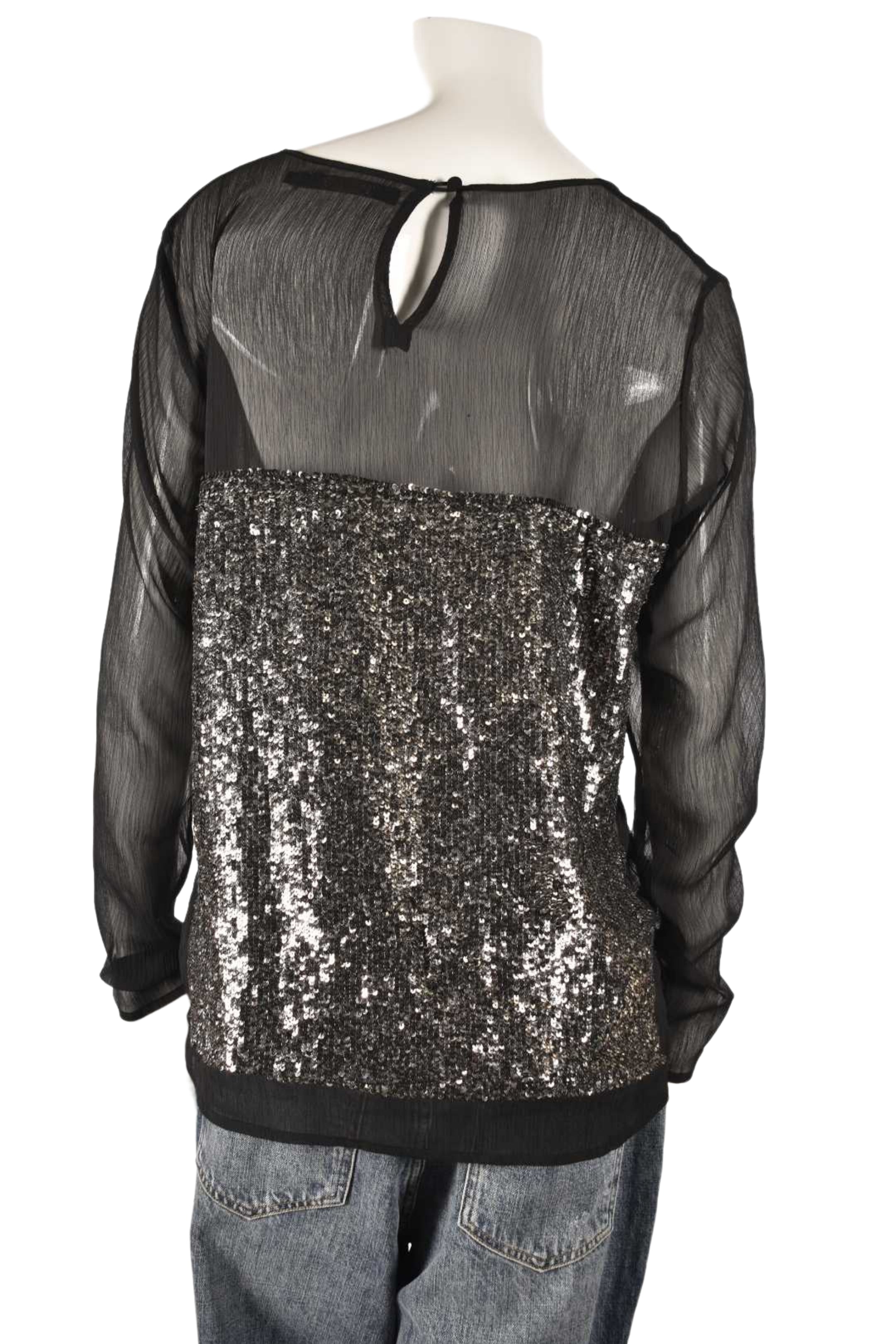 GESTUZ Black Crepe Sequin Sparkle Blouse Medium