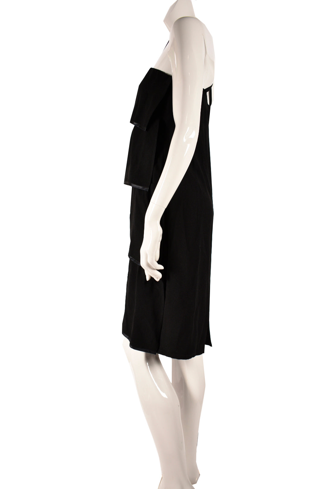 1970s SONIA RYKIEL Black Ruffled A-Line Dress 6US Made in France