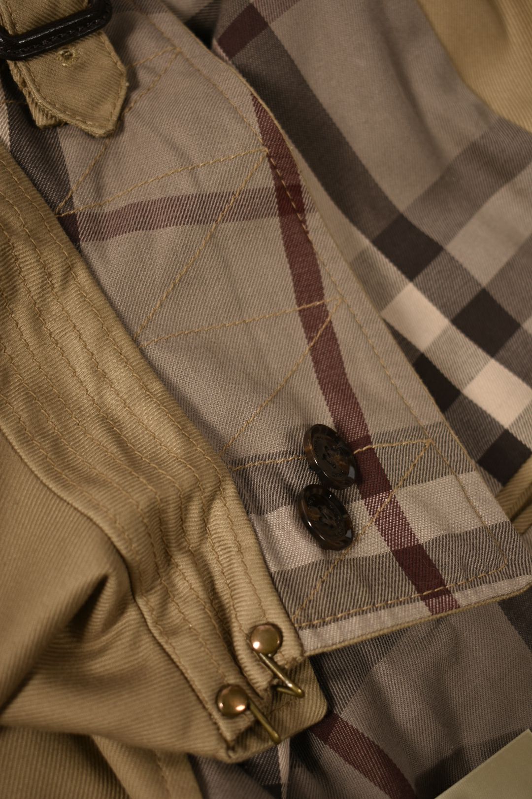 BURBERRY Tan Cotton Check Lining Twill Belted Trenchcoat 50EU 40R Medium