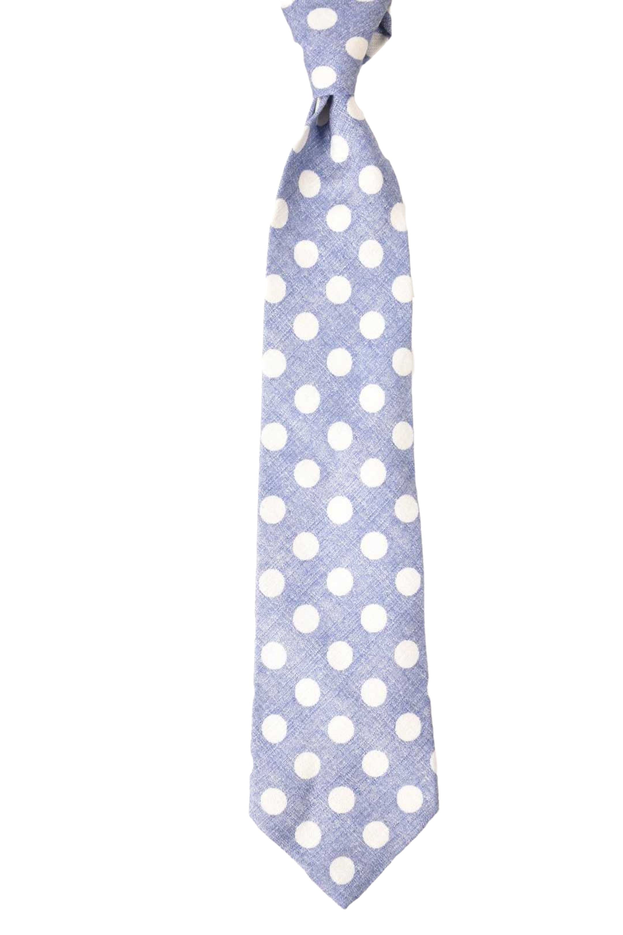 PAUL SMITH Light Blue Polka Dot Cotton Silk Summer Tie Italy