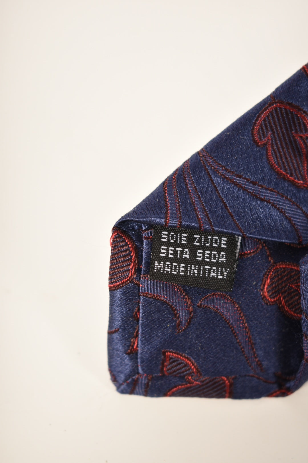 Pal Zileri Navy Blue & Red Paisley Silk Necktie Italy