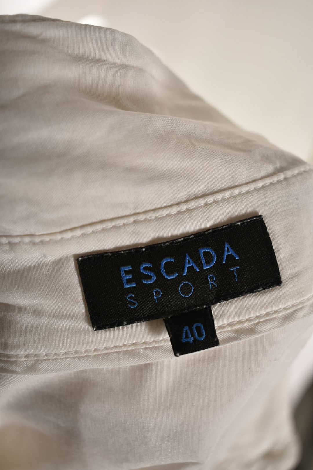 1990s ESCADA SPORT White Silk Cotton Floral Embroidered Victorian Blouse M