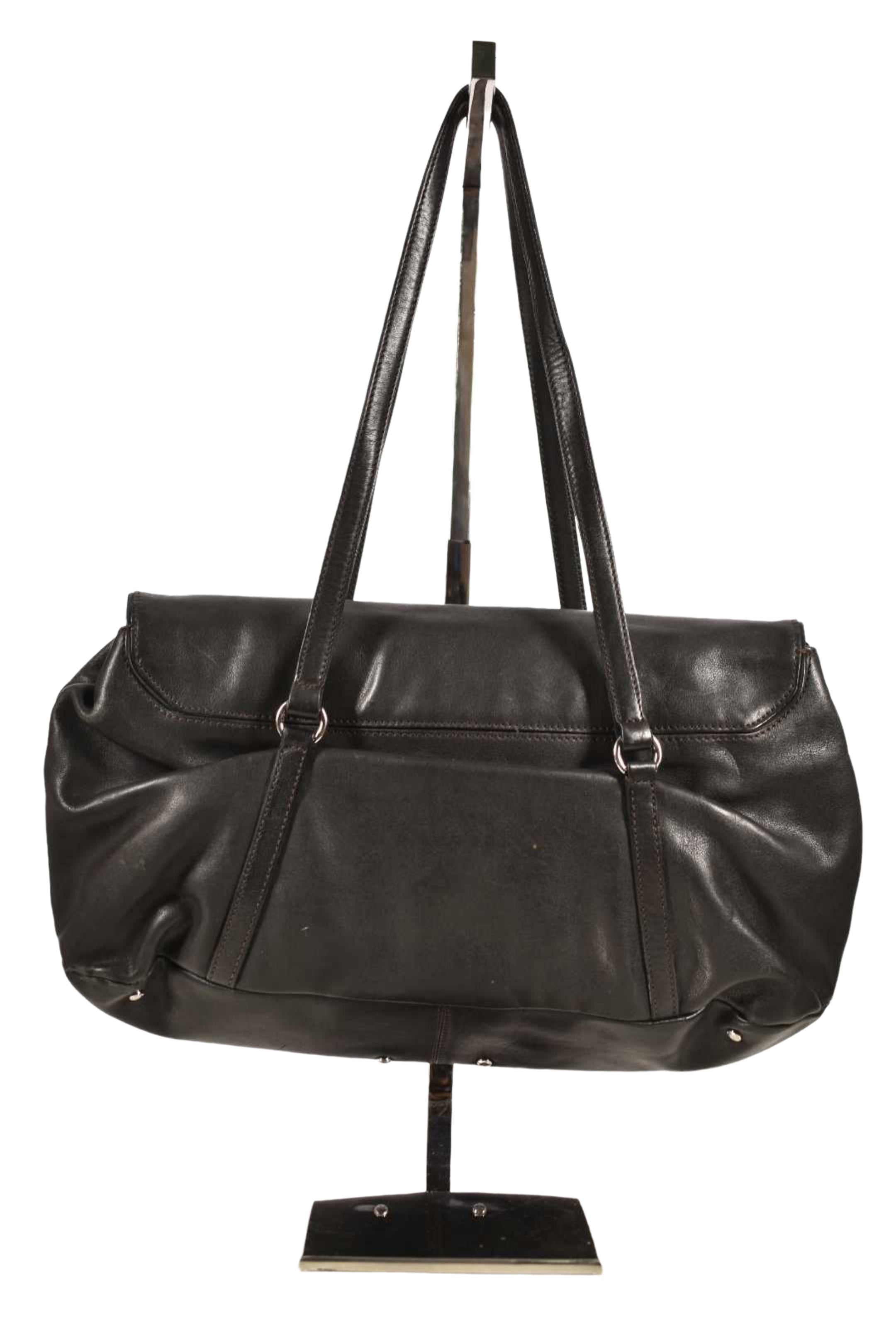 LANCEL Black Calfskin Leather Slouchy Hobo Medium Shoulder Bag