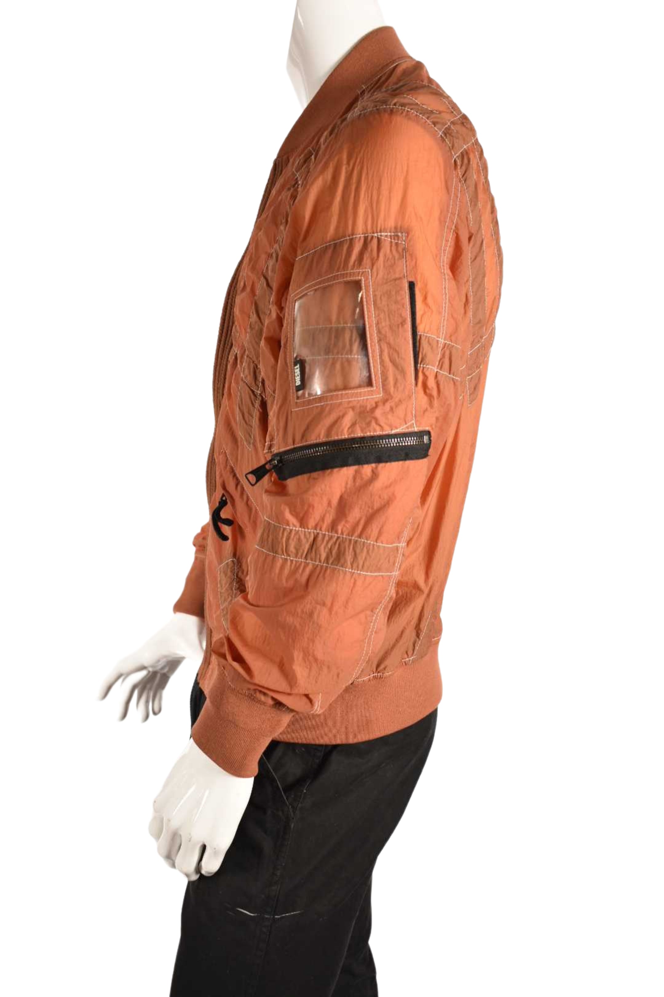 SS21 DIESEL Orange Nylon Parachute Drawstring Bomber Jacket Windbreaker Medium