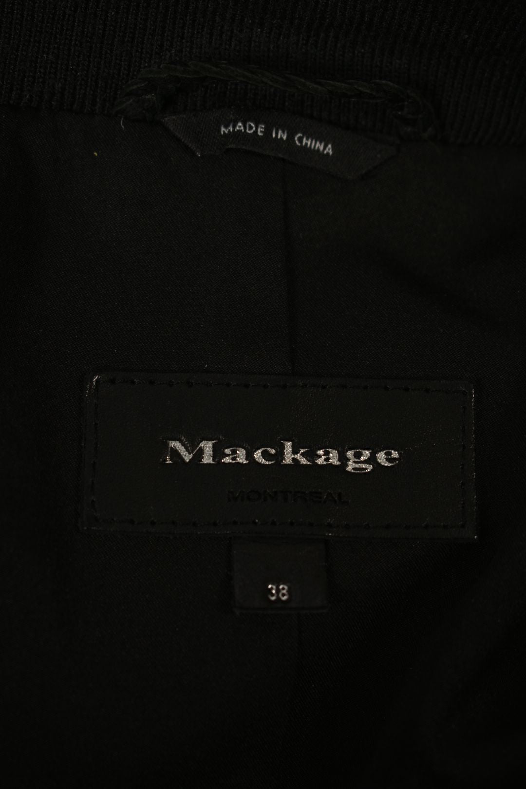 MACKAGE Black Cotton Canvas Leather Mixed Media Coaches 3/4 Jacket Medium