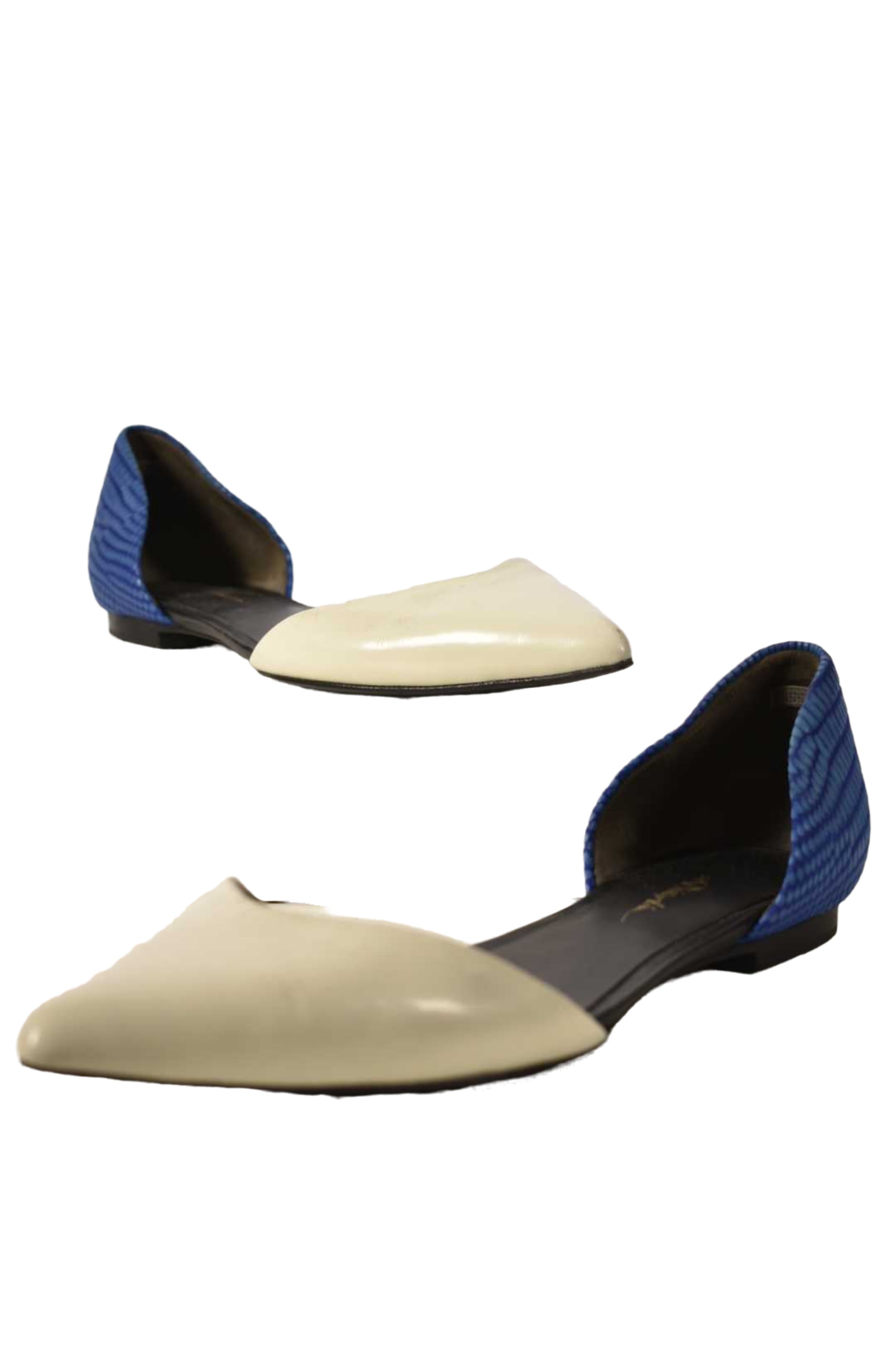 3.1 PHILLIP LIM White Blue Exotic Embossed Leather Pointed Flats 38EU 8US