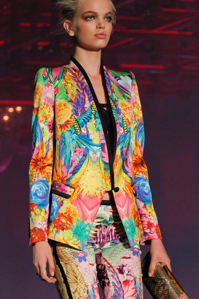 Roberto Cavalli SS12 Runway Kaleidoscope Silk Floral Blazer 44IT 8US