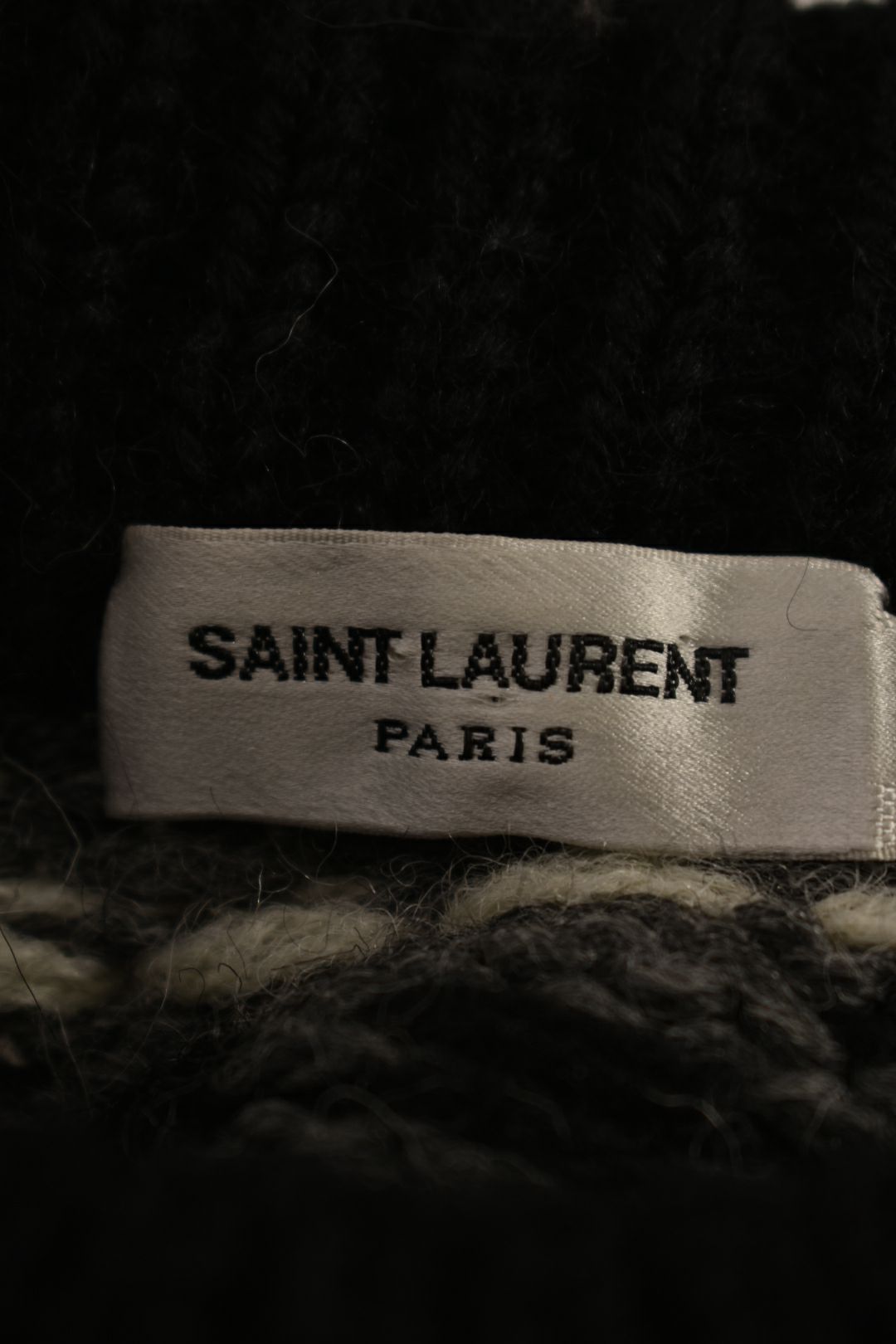 SAINT LAURENT Black Grey Holiday Fair Isle Sequin Wool Sweater Medium Italy